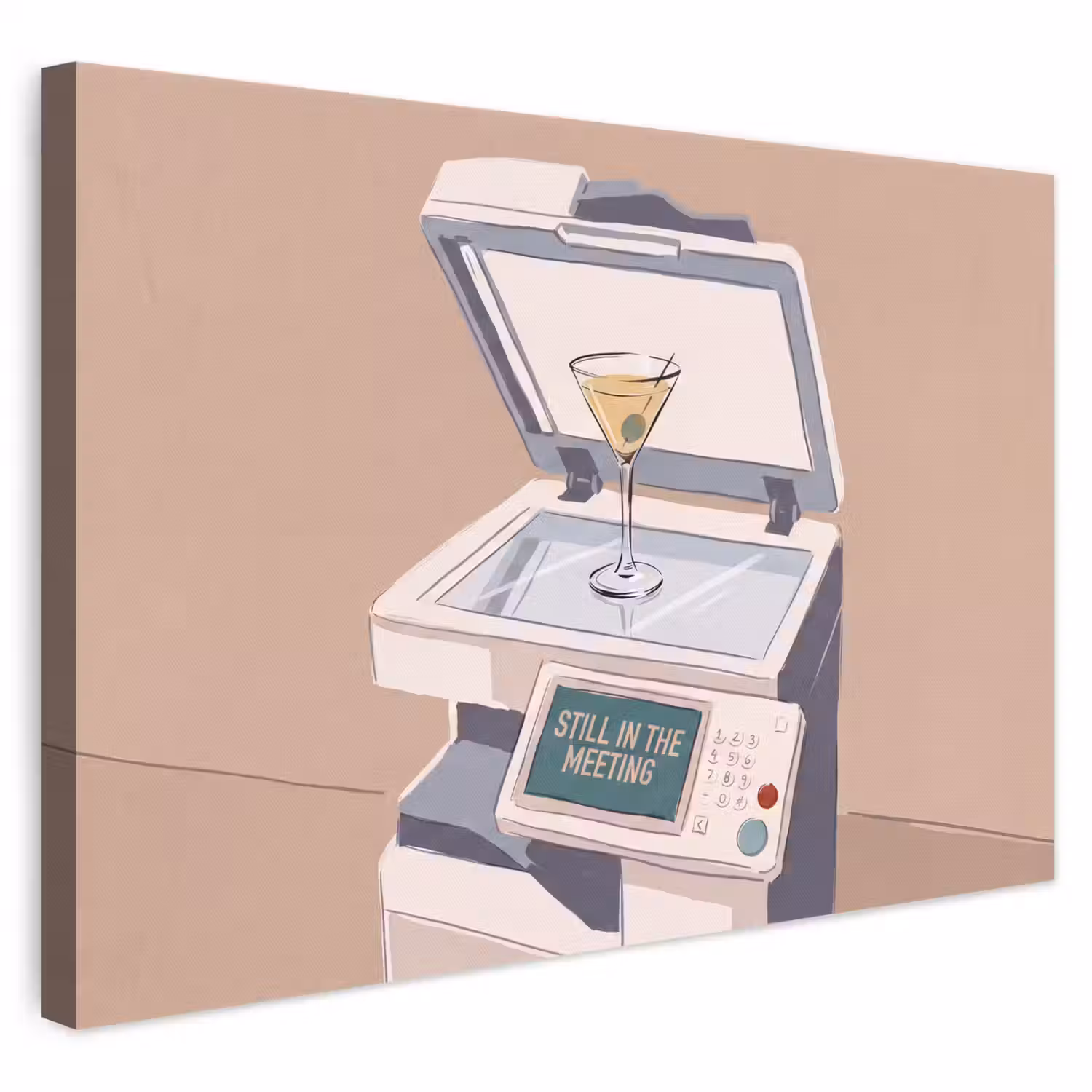 Kantoor - Drank - Humor - Illustratie canvas 2cm klein -3d