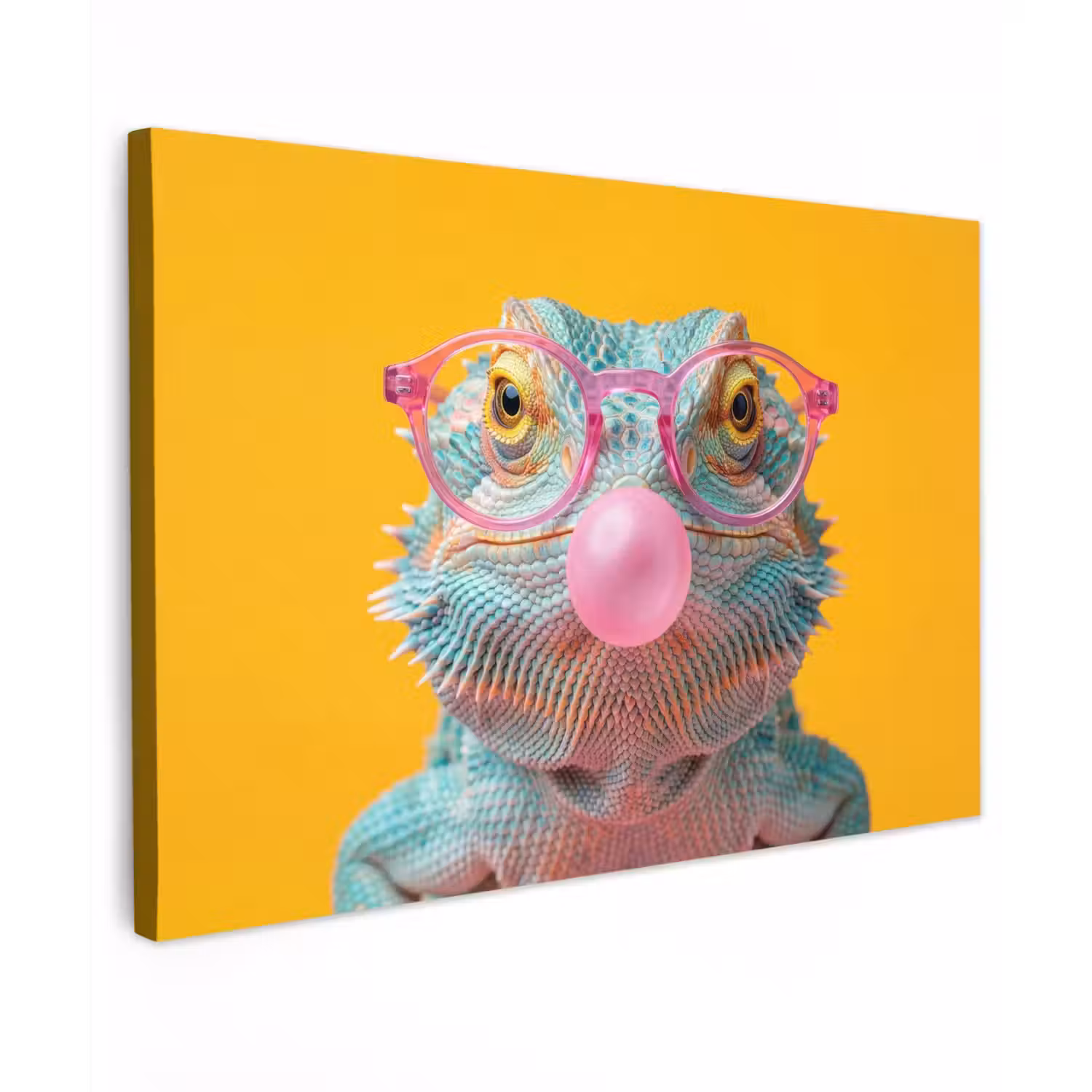 Kameleon - Kauwgom - Kleurrijk canvas 2cm klein -z3d
