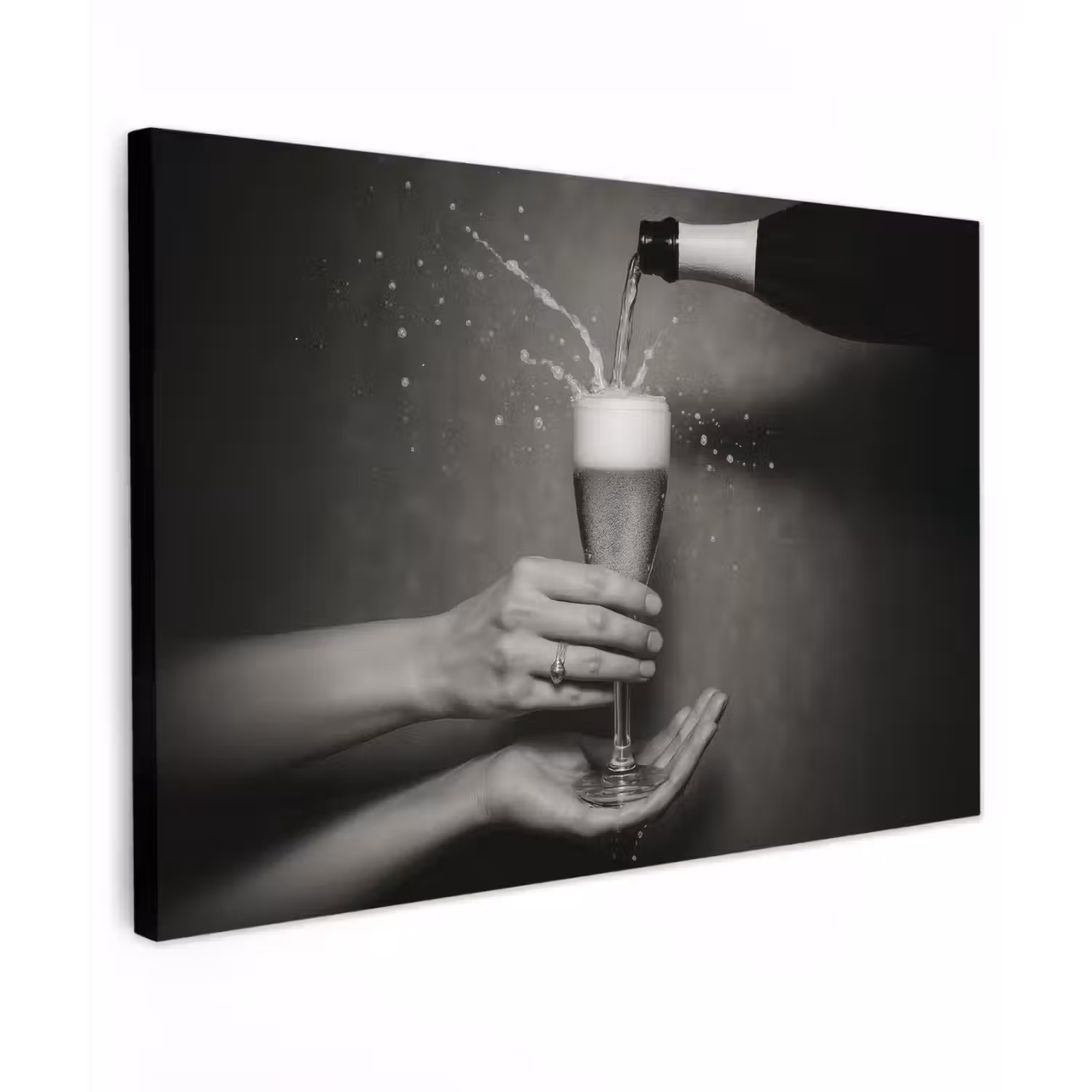 Champagnefles - Glas - Minimalistisch - Spetters canvas 2cm klein -z3d