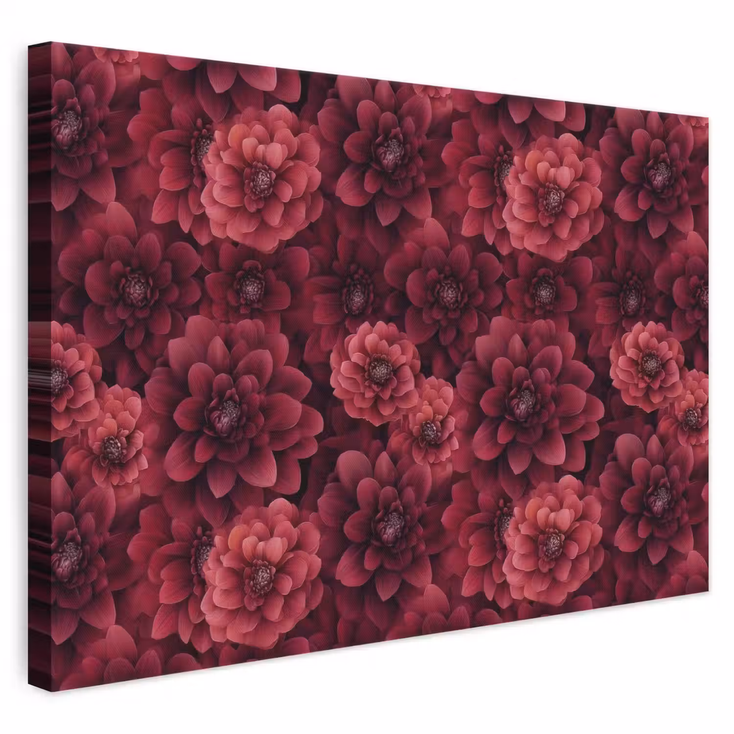 Dahlias - Bloemen - Rood canvas 2cm klein 34 -3d