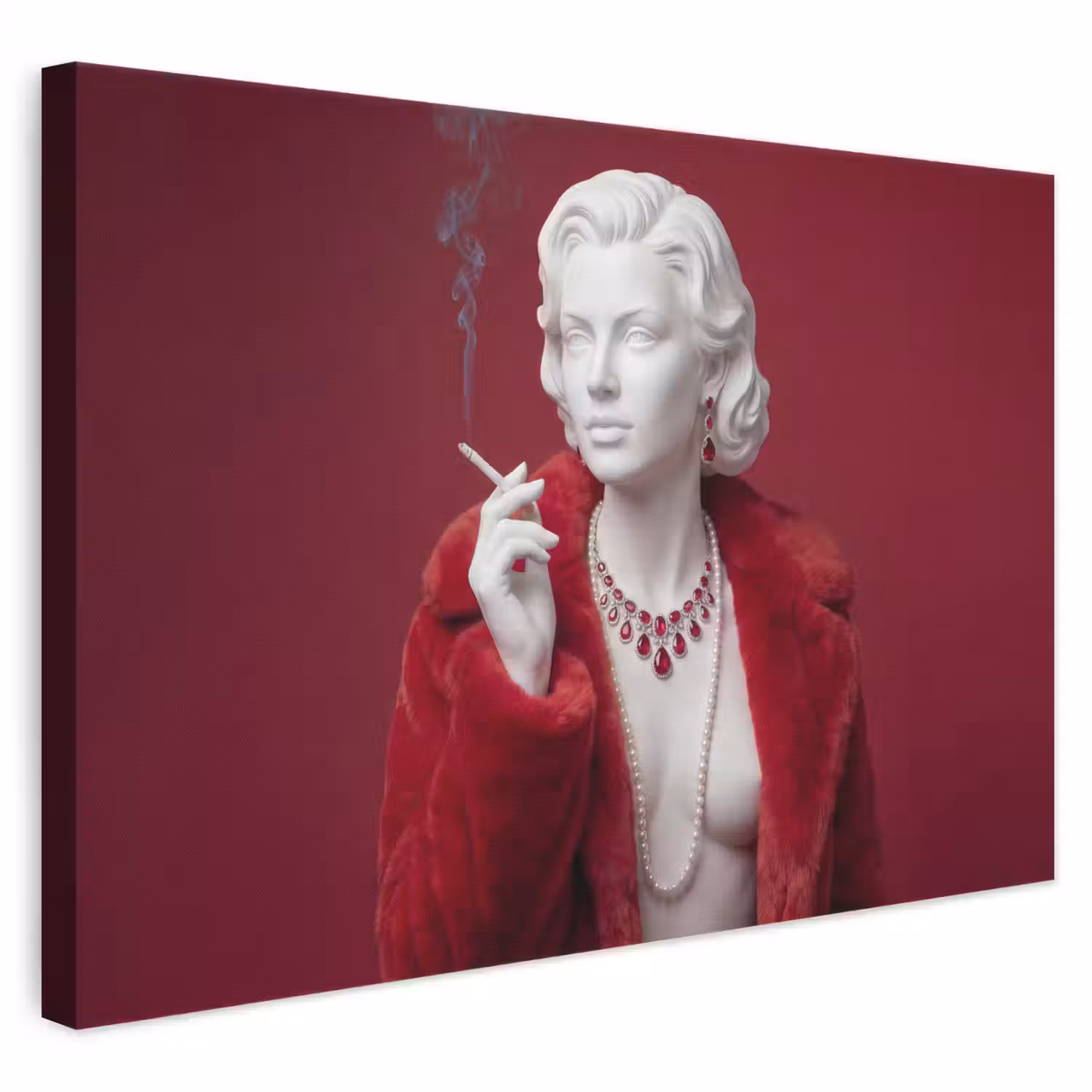 Vrouw - Bontjas - Mode - Klassiek - Rood canvas 2cm klein -3d