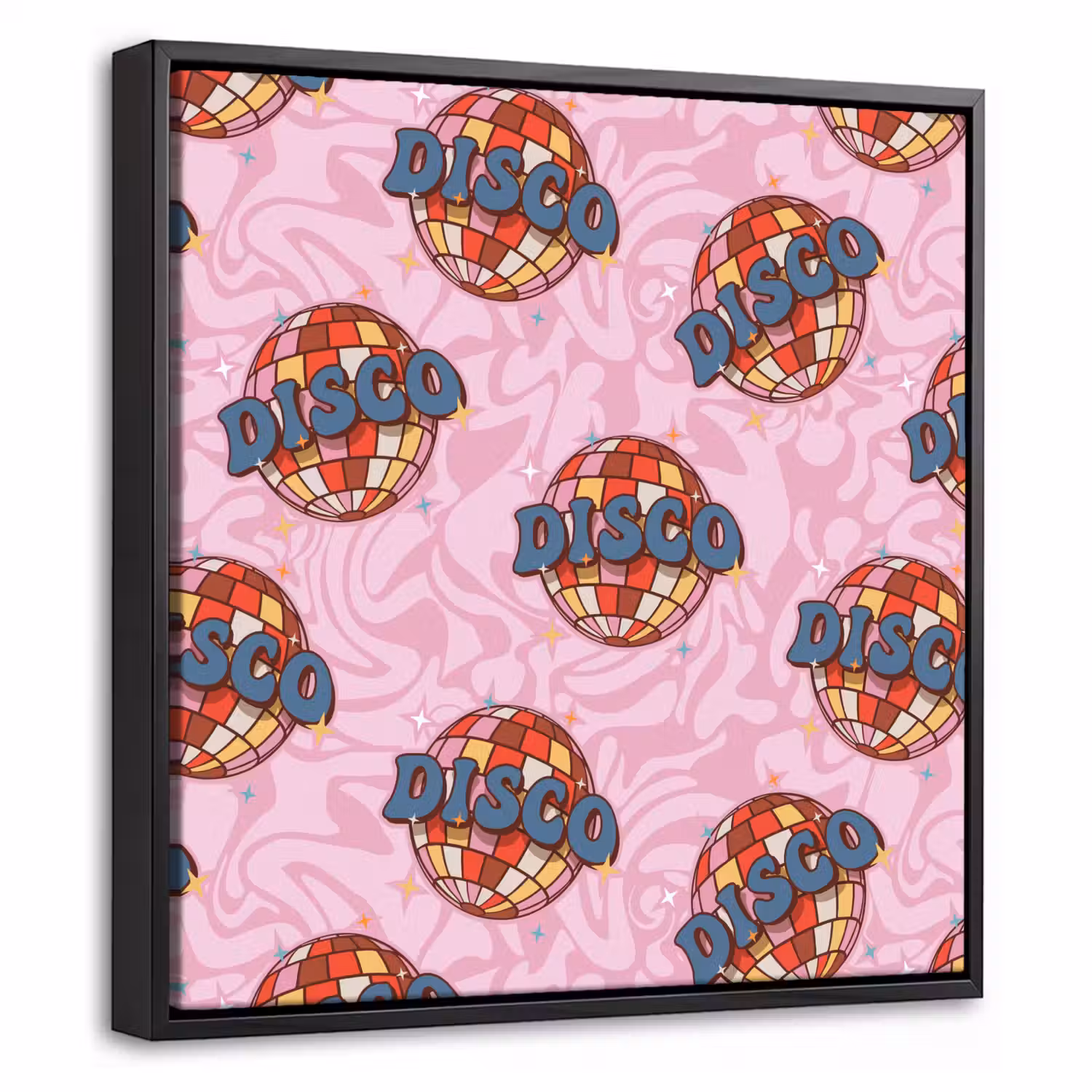 Disco - Bal - Patroon - Roze Canvas met baklijst klein 1124 -threedimensional_3d_global