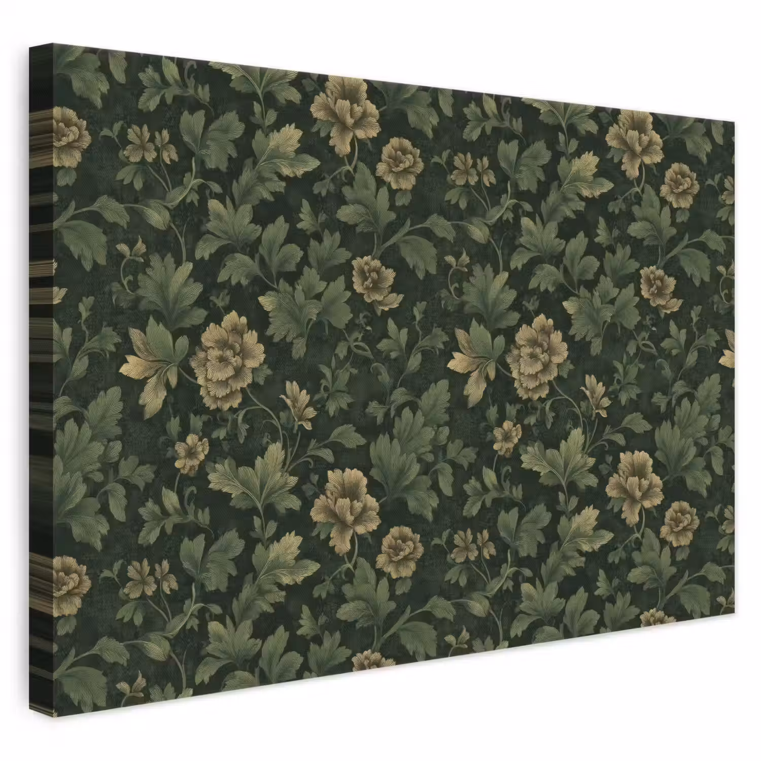 Donker - Groen - Goud - Botanisch canvas 2cm klein 34 -3d