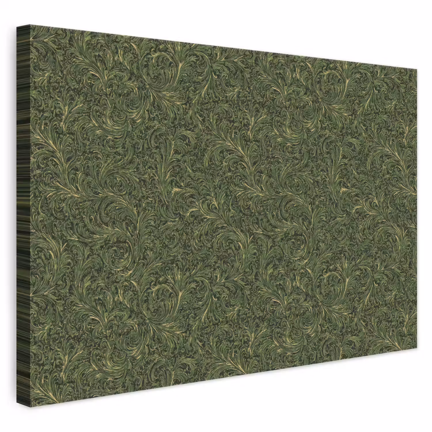 Donker - Groen - Krullend - Botanisch canvas 2cm klein 34 -3d