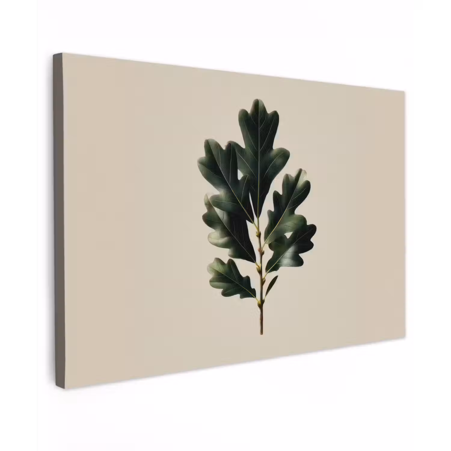 Eikenbladeren - Beige - Groen - Golvende randen canvas 2cm klein -z3d