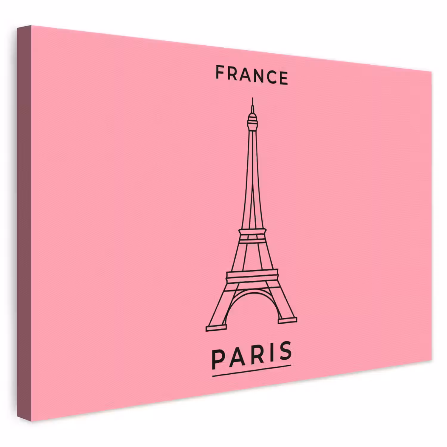 Eiffeltoren - Parijs - Architectuur - Minimalistisch - Roze canvas 2cm klein -3d