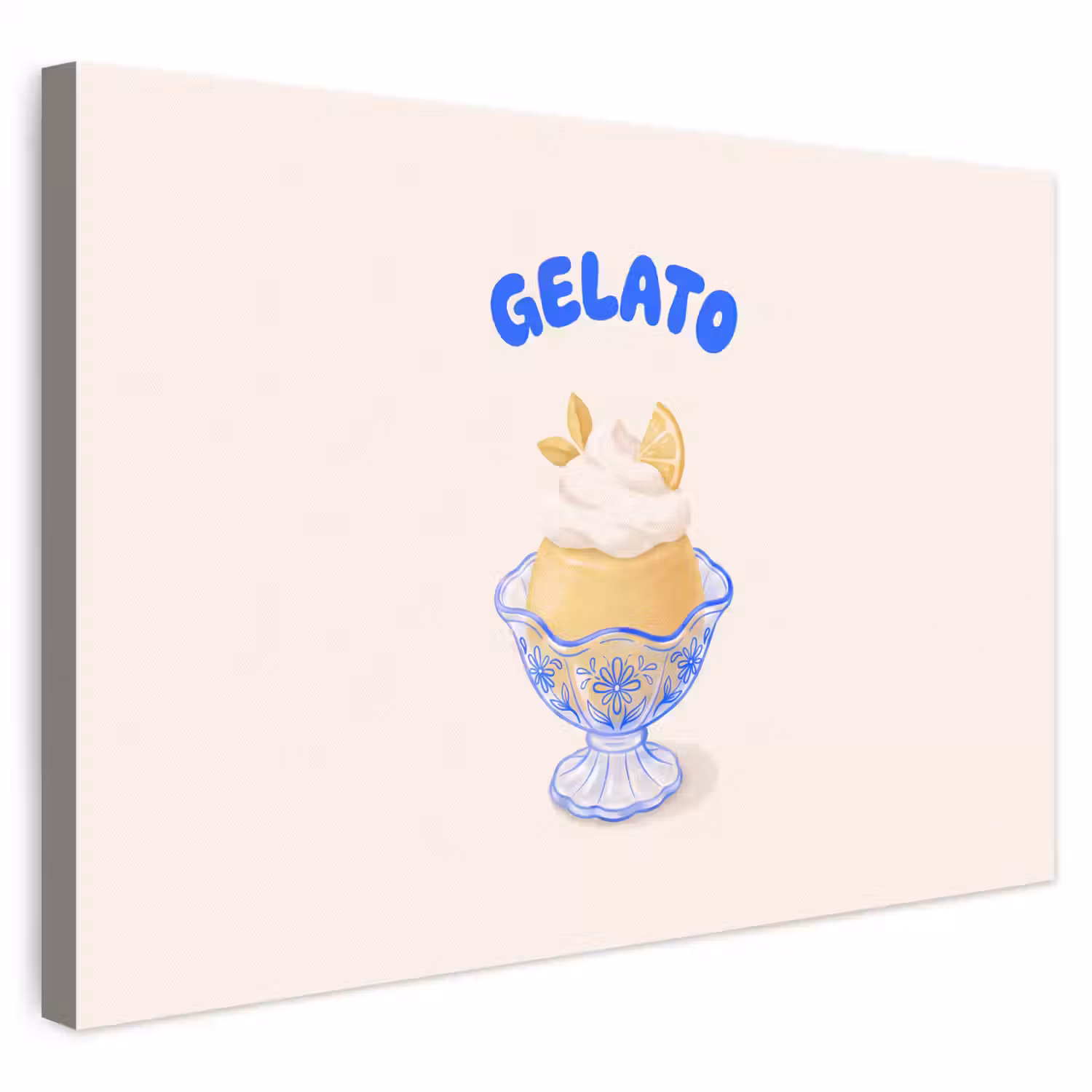 IJs - Citroen - Illustratie - Geel - Dessert canvas 2cm klein -3d