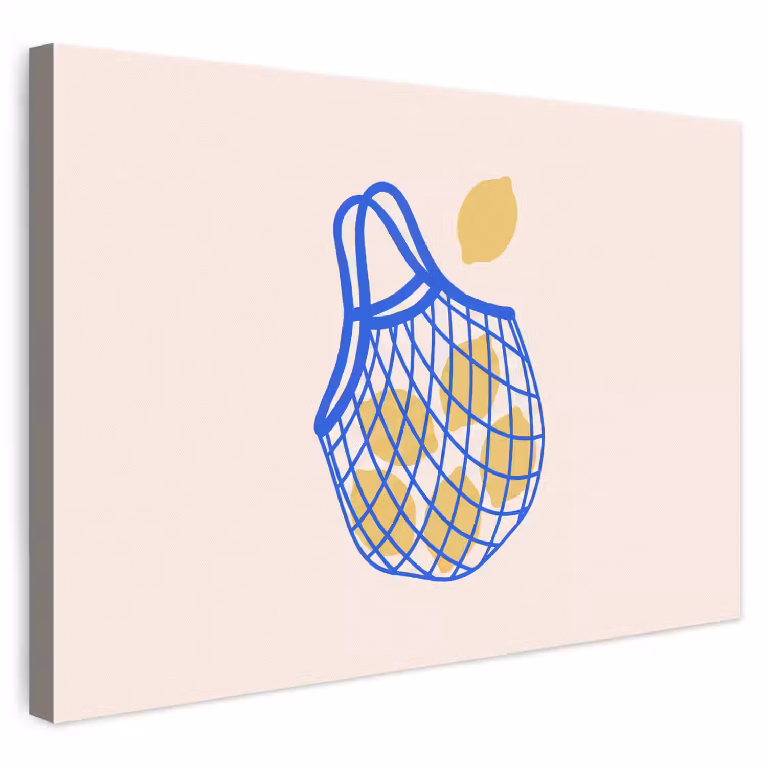 Eten - Citroen - Boodschappen - Abstract - Geel - Blauw canvas 2cm klein -3d