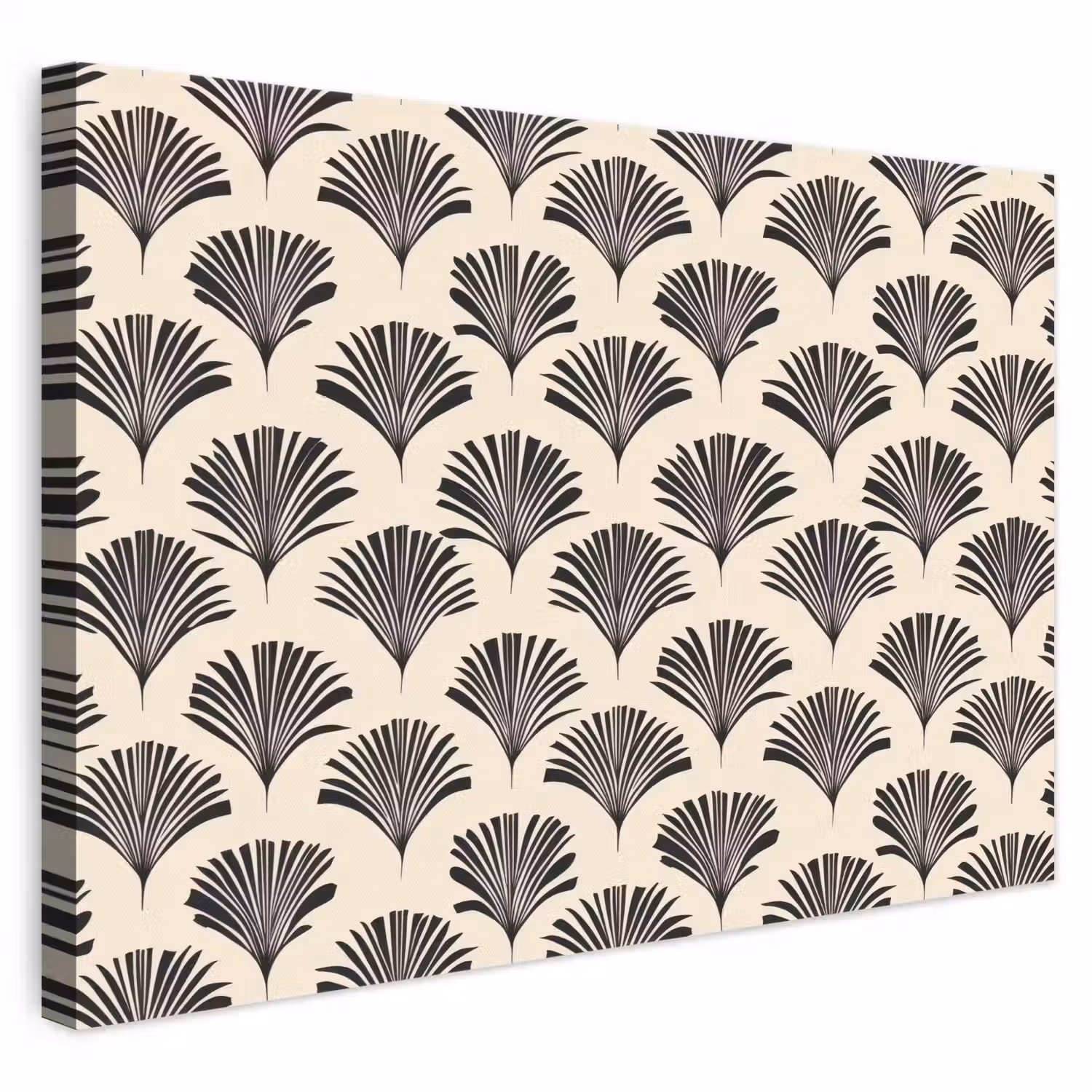Waaiers - Botanisch - Zwart - Beige canvas 2cm klein 34 -3d