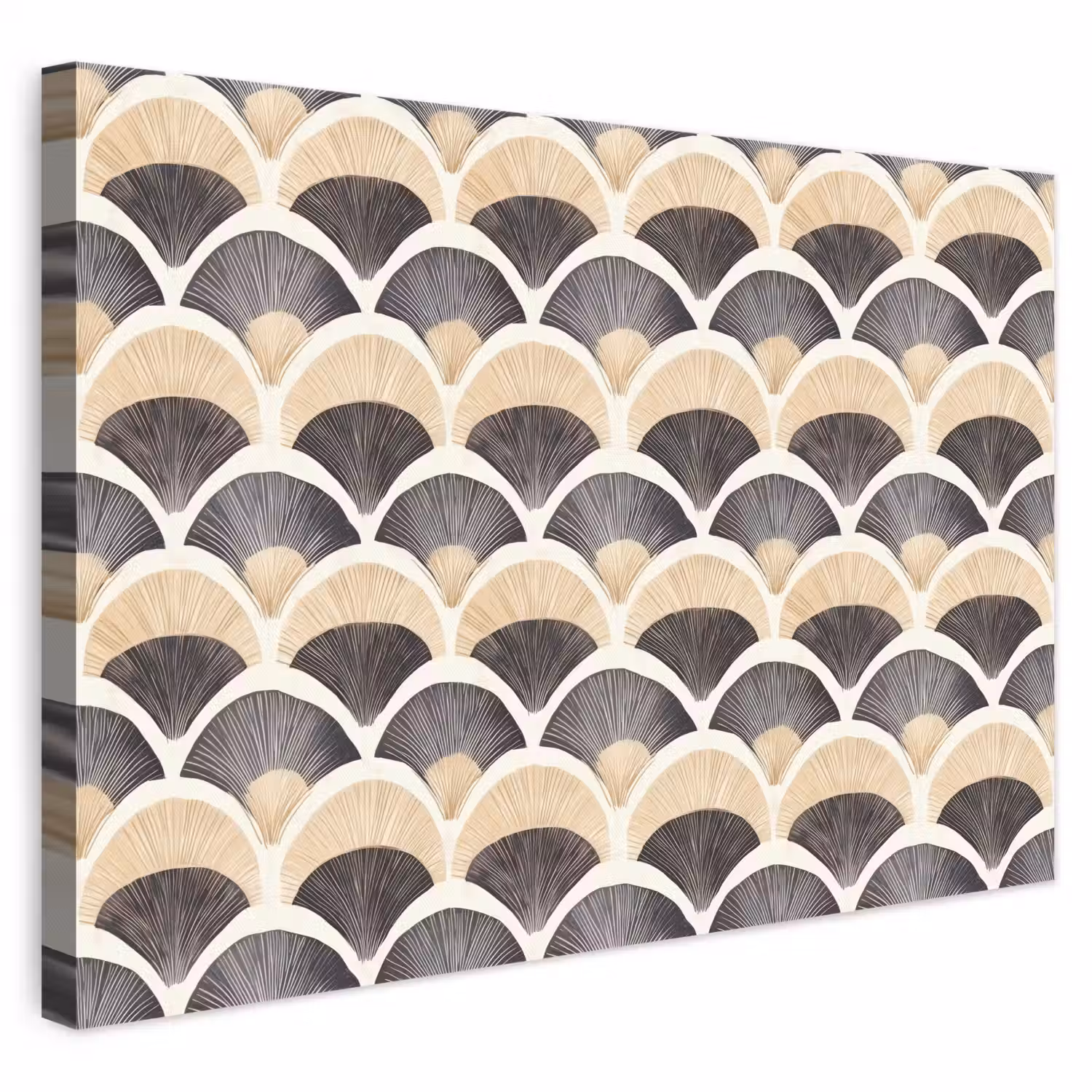 Waaier - Patroon - Zwart - Beige canvas 2cm klein 34 -3d