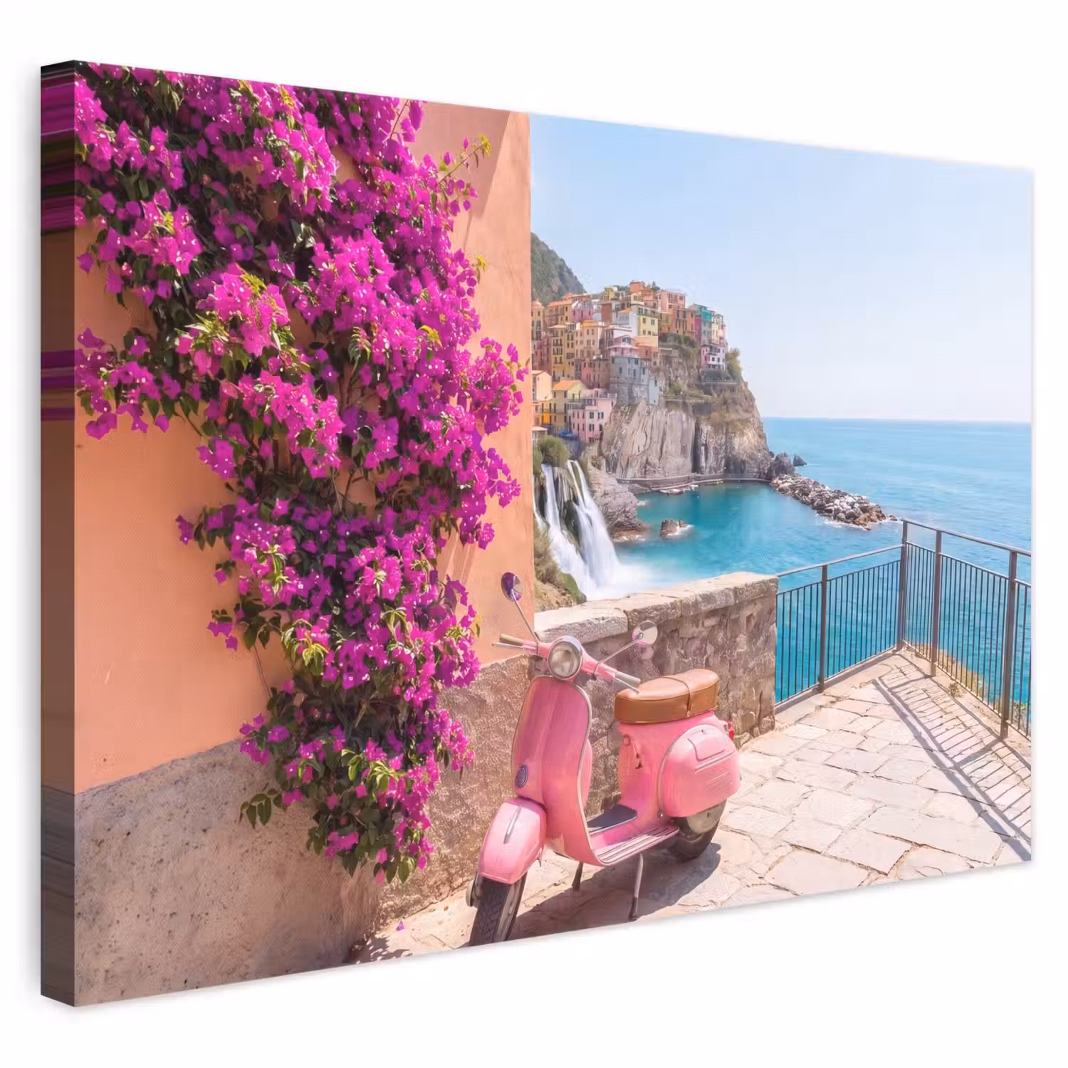 Voertuig - Roze - Kust - Zomer - Reizen canvas 2cm klein -3d