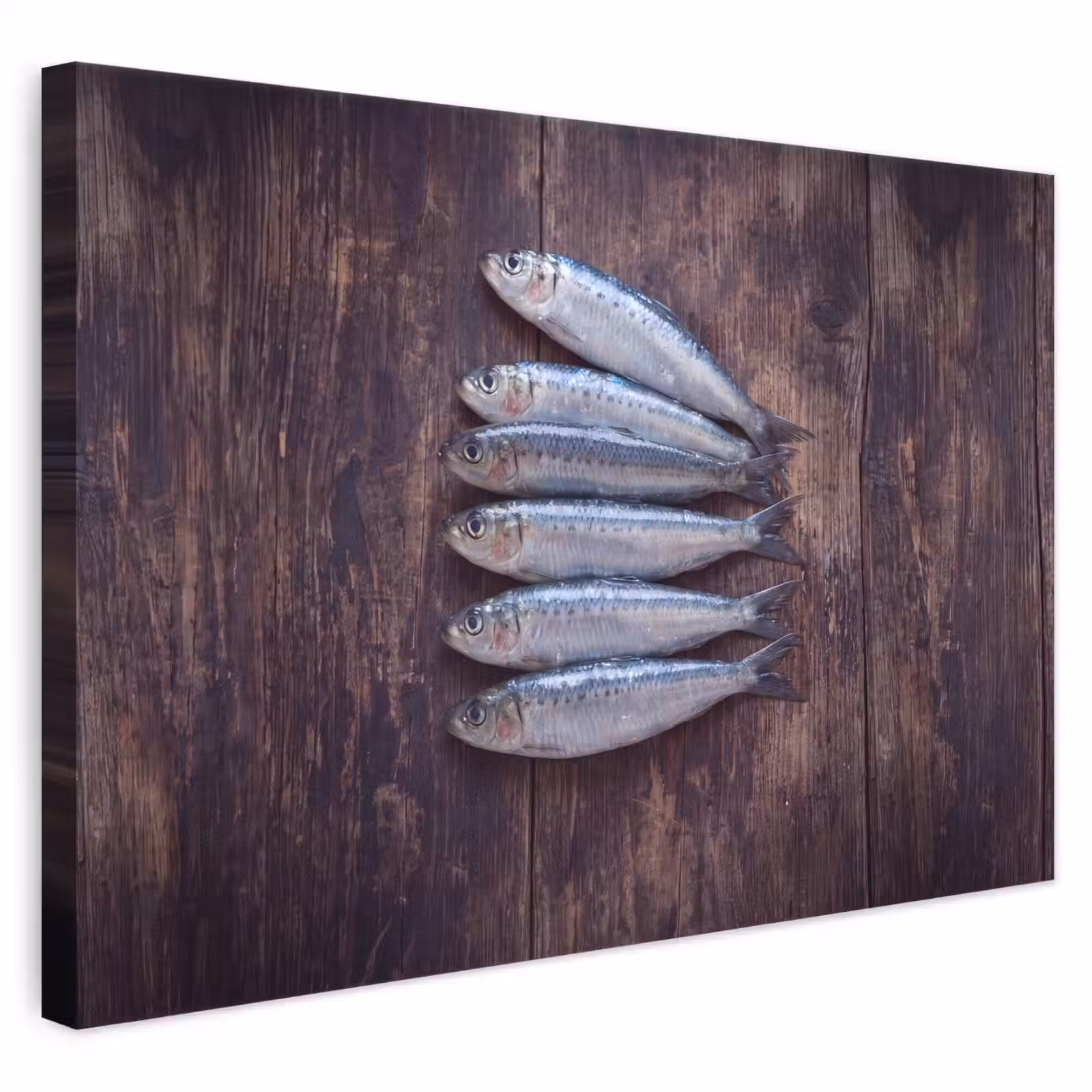 Leinwandbild - Fisch – Holz – Essen - Vis - Hout - Eten canvas 2cm klein