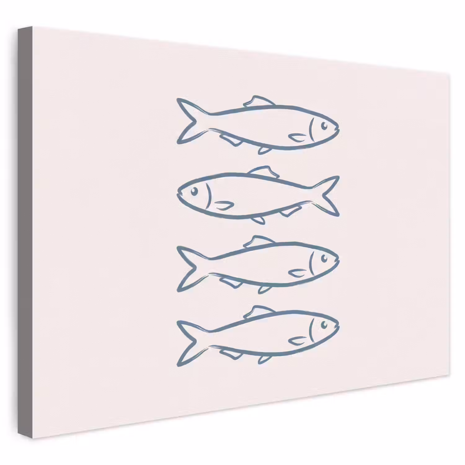 Vis - Vier - Dieren - Abstract - Blauw canvas 2cm klein -3d