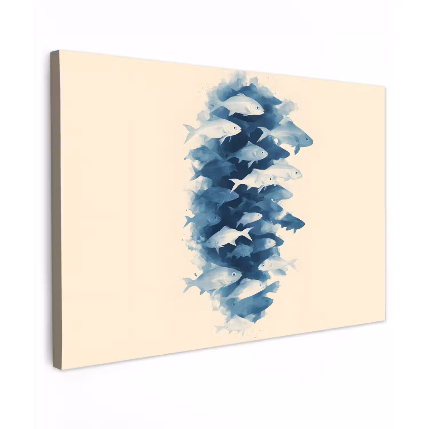 Vissen - Minimalistisch - Blauw canvas 2cm klein -z3d