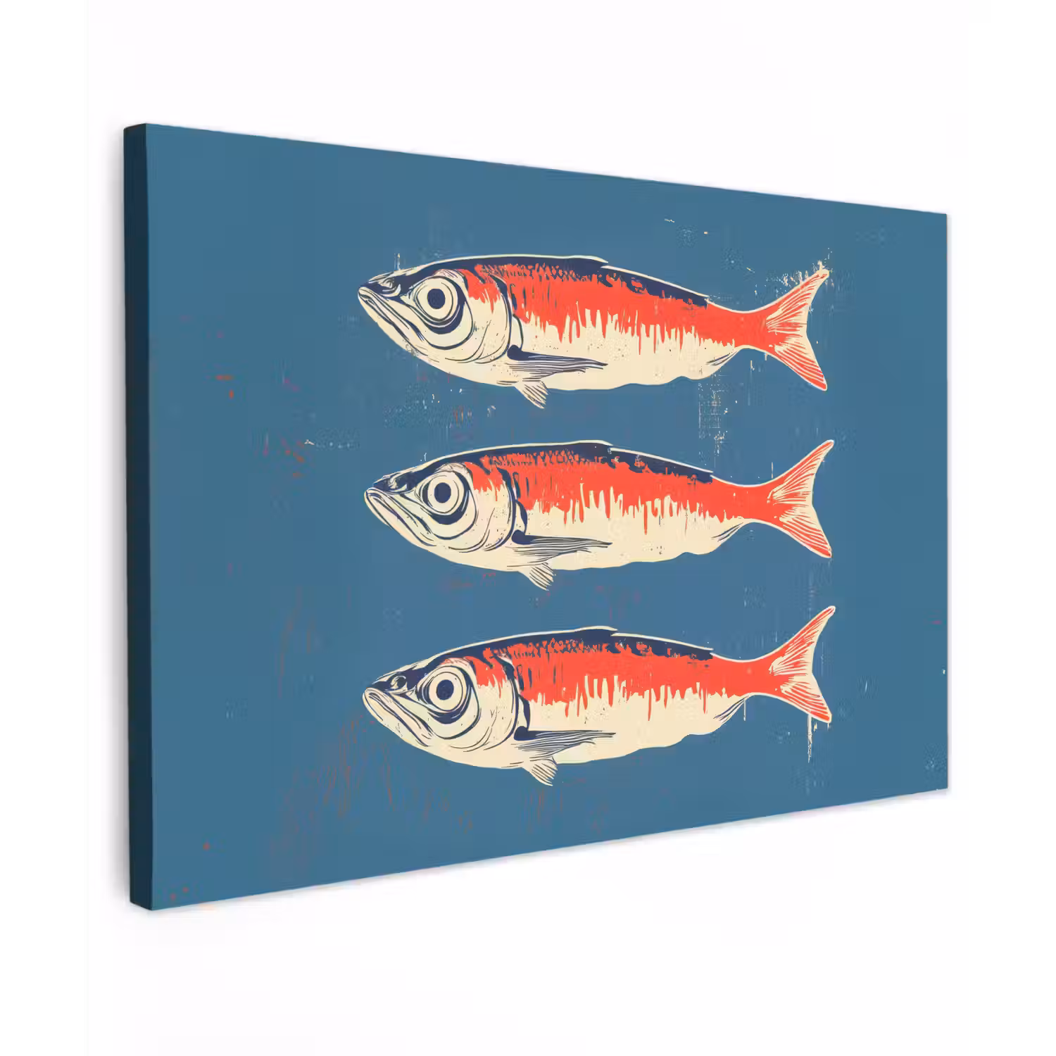 Vissen - Rood - Blauw canvas 2cm klein -z3d