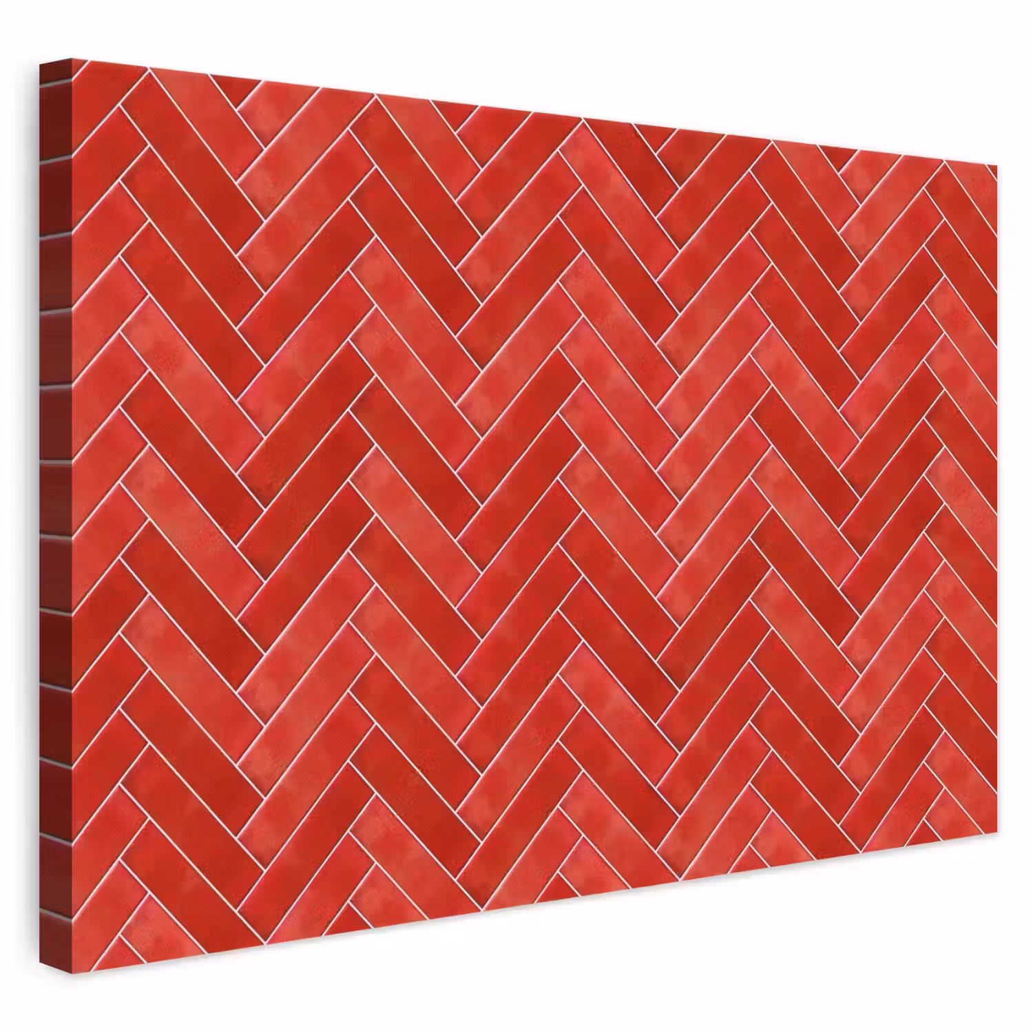 Visgraat - Tegel - Rood canvas 2cm klein 34 -3d