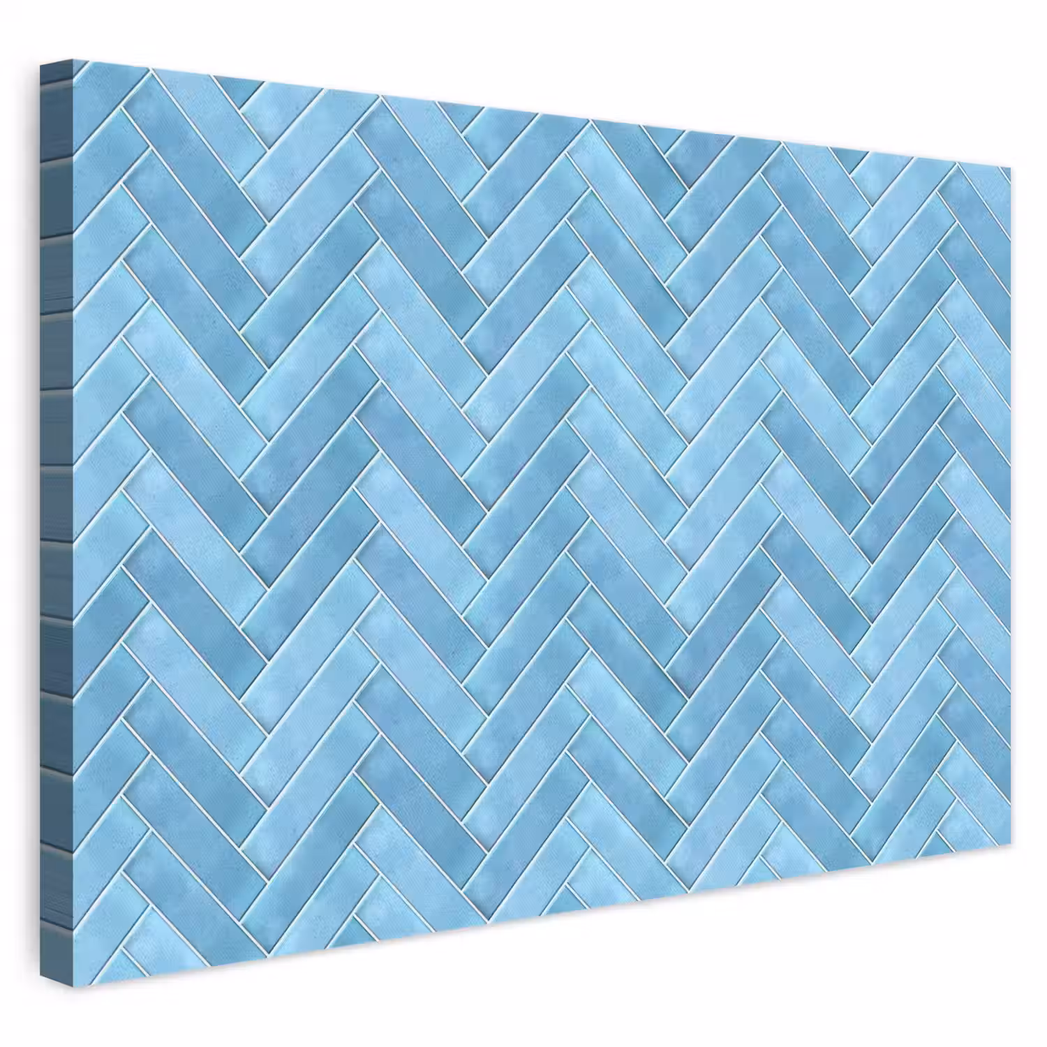 Visgraat - Wandtegel - Lichtblauw canvas 2cm klein 34 -3d