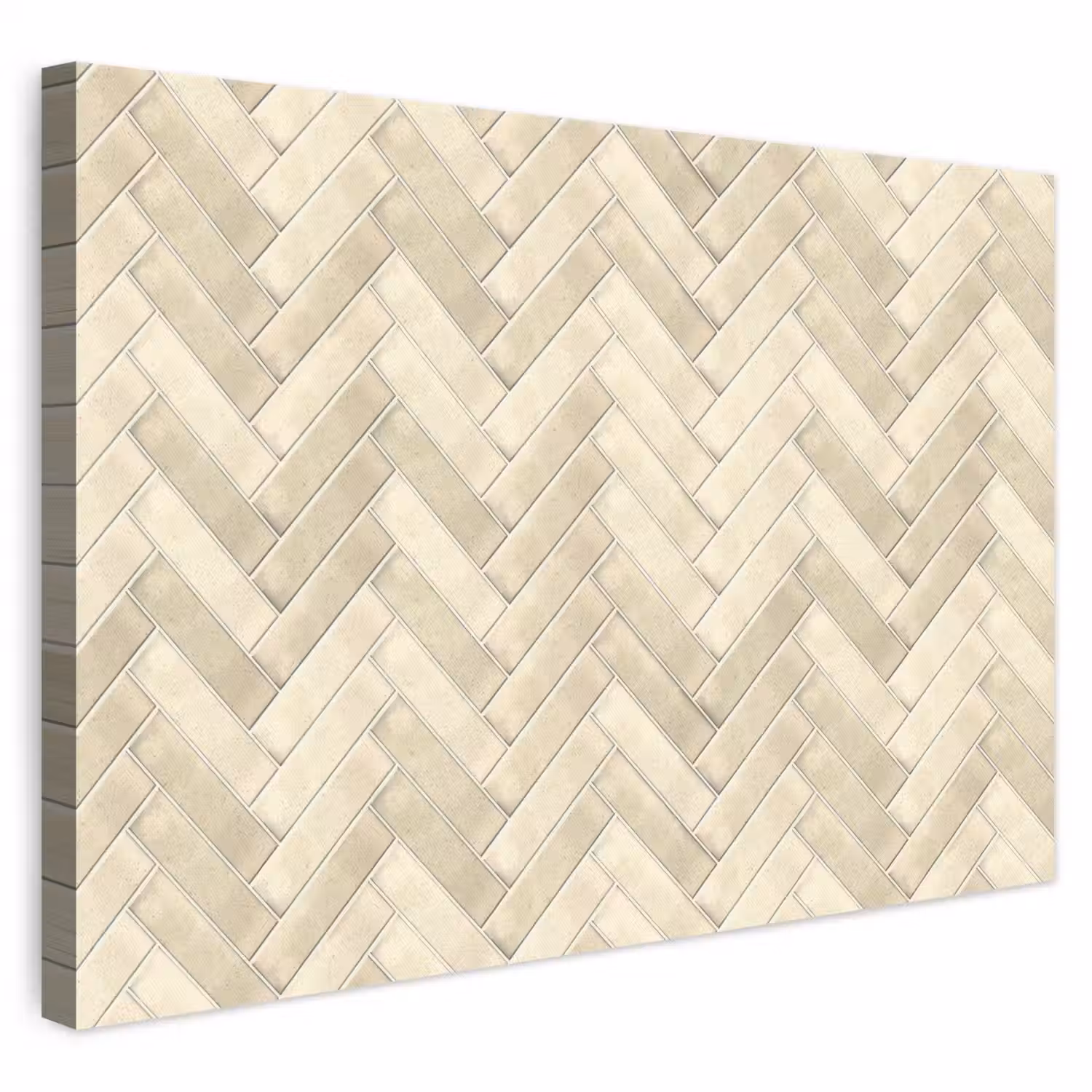 Visgraat - Wandtegel - Licht Beige canvas 2cm klein 34 -3d