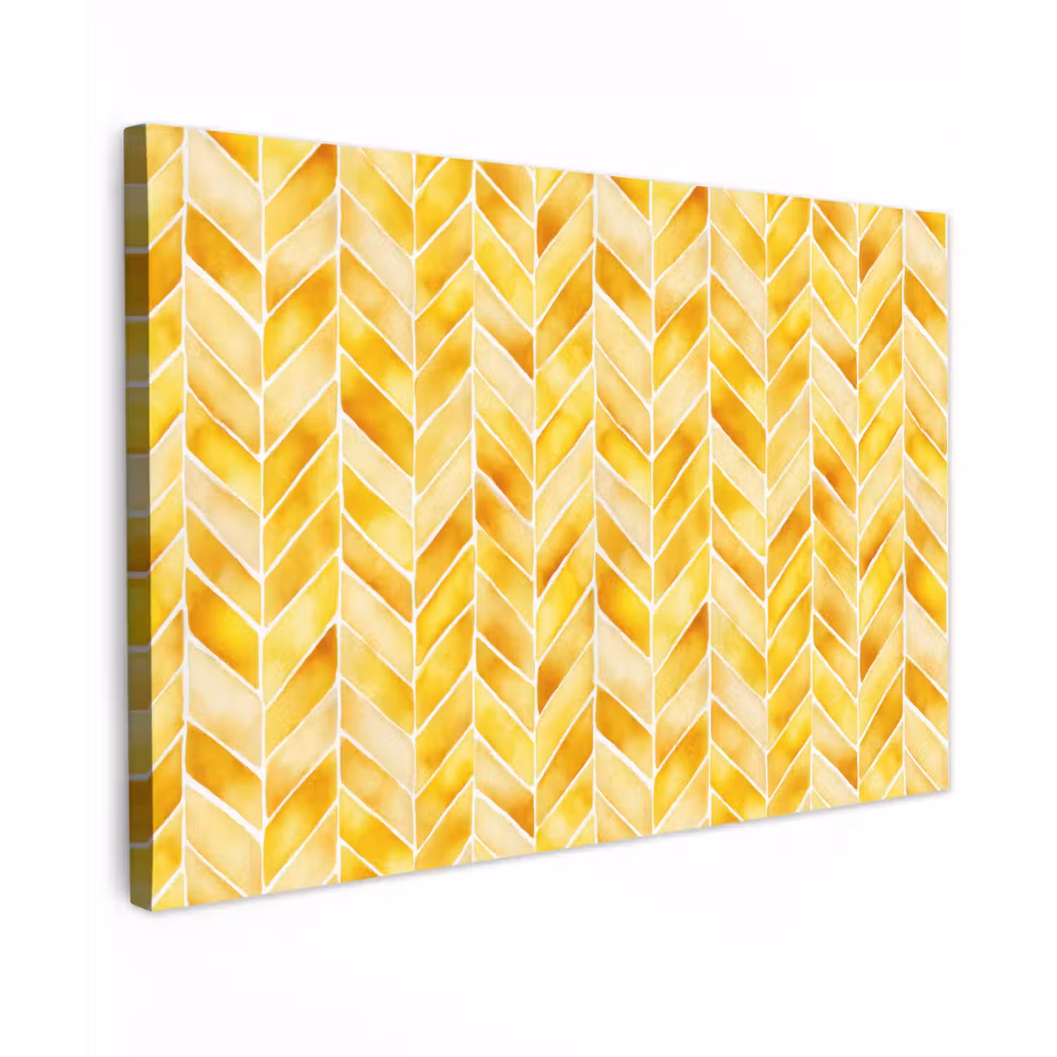 Visgraat - Aquarel - Patronen - Goudgeel canvas 2cm klein 34 -z3d