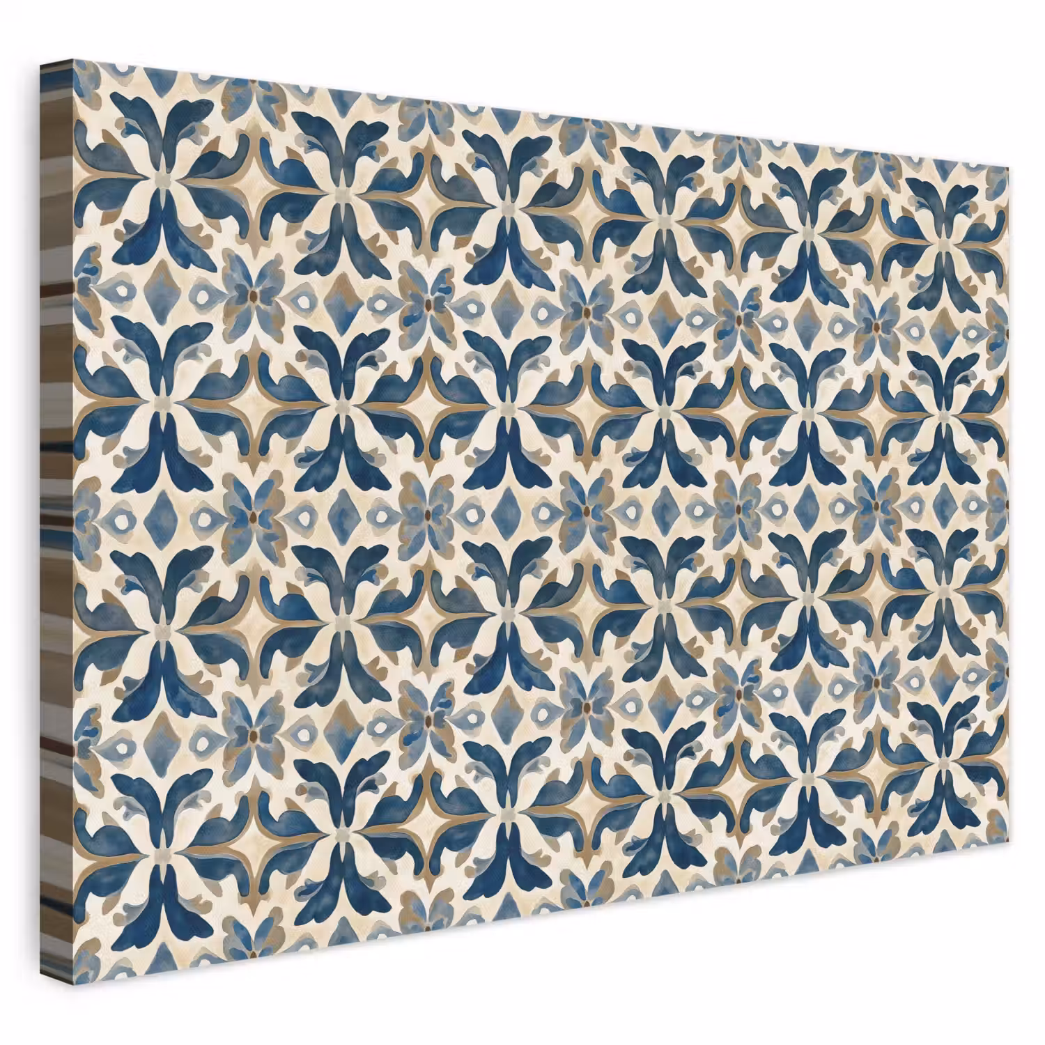 Tegel - Patroon - Blauw - Beige canvas 2cm klein 34 -3d
