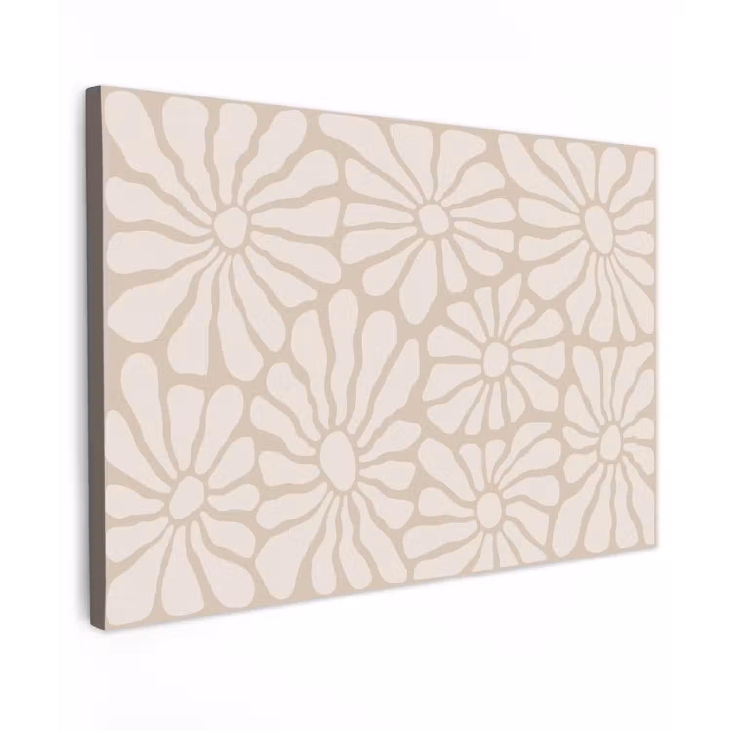 Bloemen - Print - Beige - Bruin - Minimalistisch canvas 2cm klein -z3d