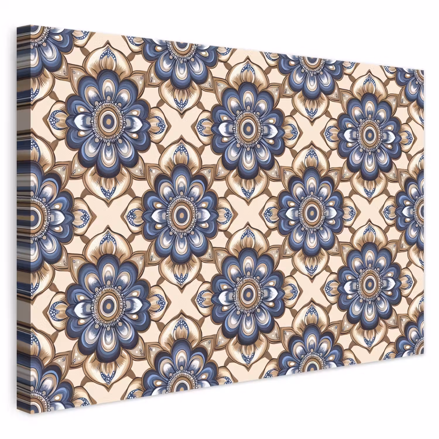 Floraal - Ornament - Blauw canvas 2cm klein 34 -3d