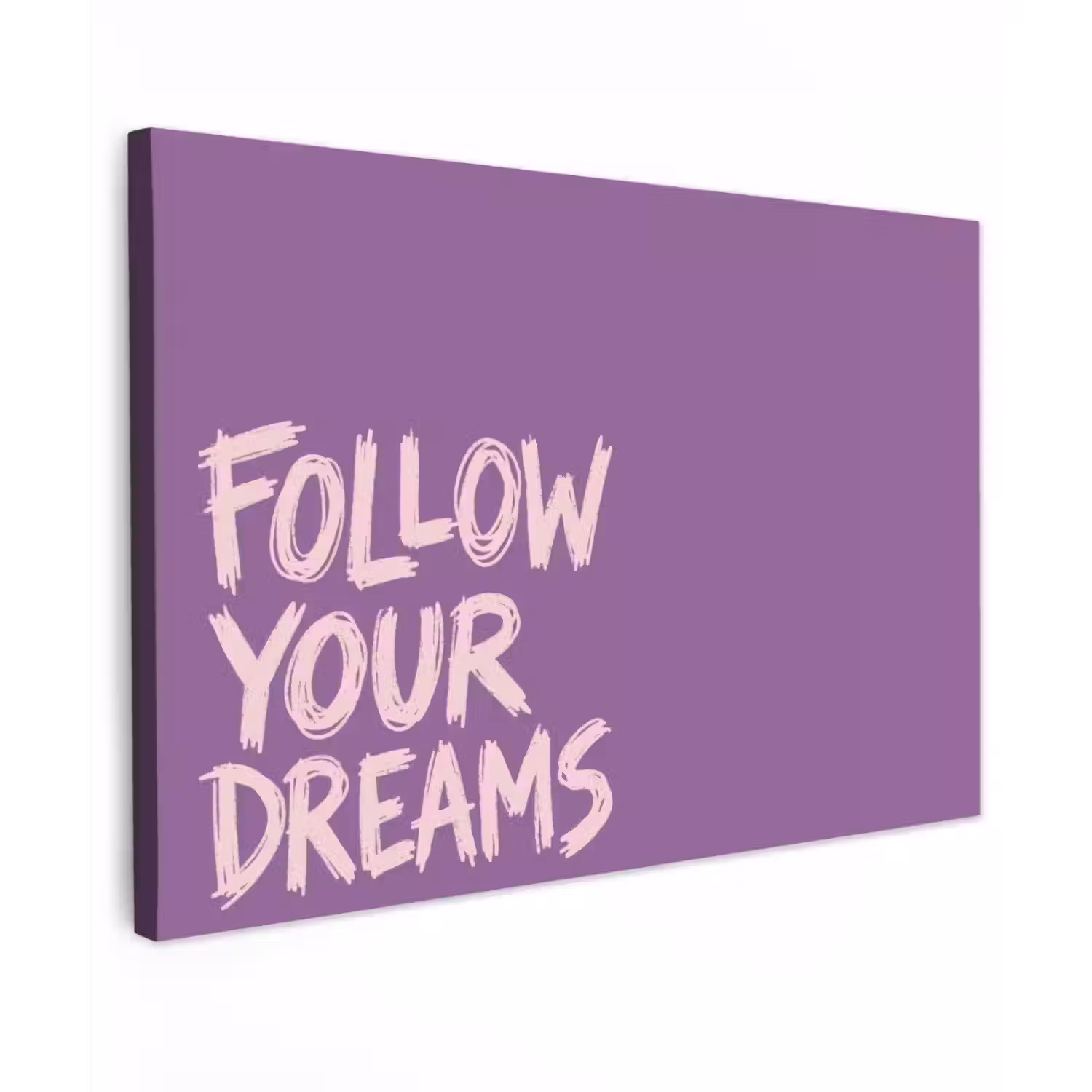 Follow your dreams - Paars - Penseeltextuur canvas 2cm klein -z3d