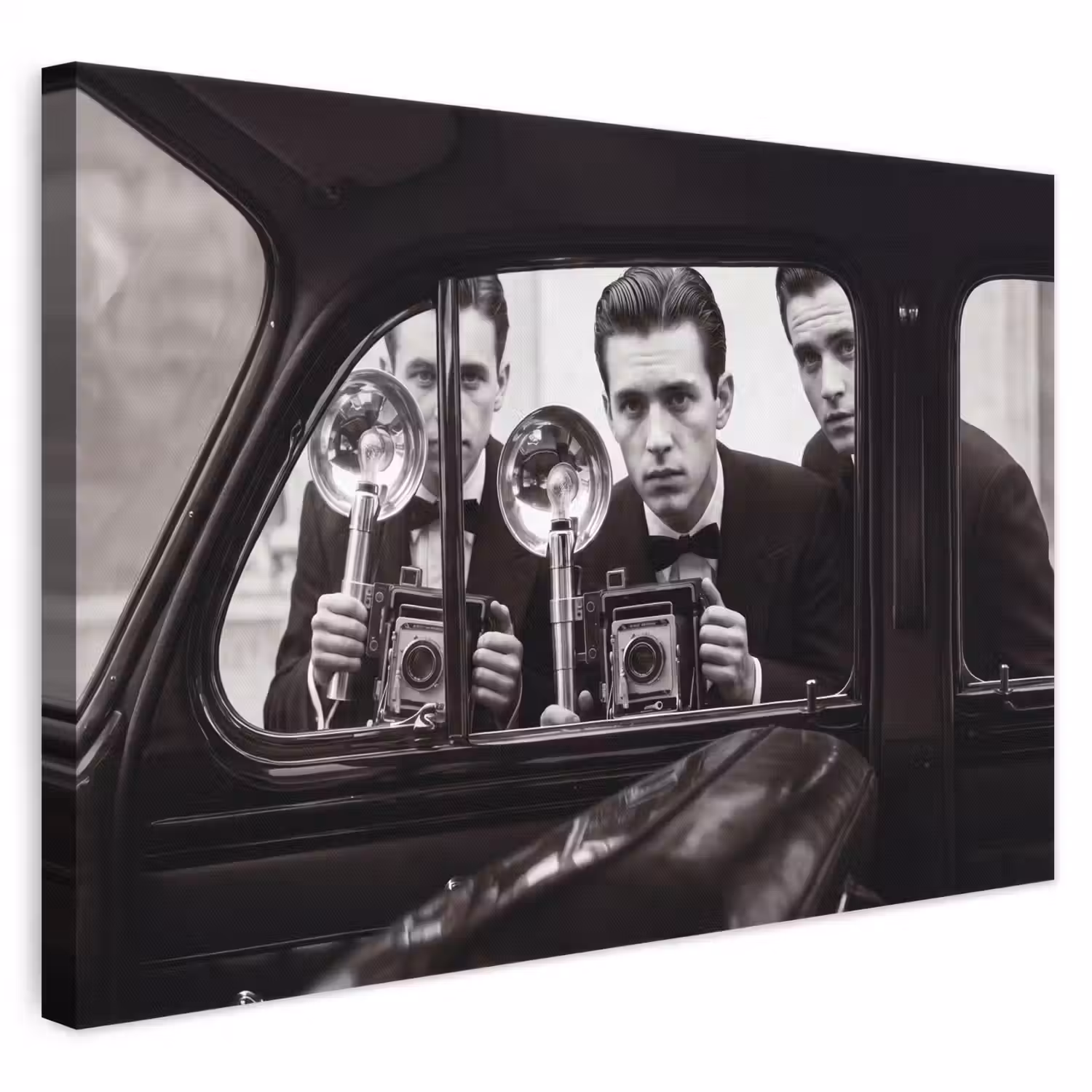 Fotograaf - Camera - Vintage - Journalistiek - Zwart-wit canvas 2cm klein -3d