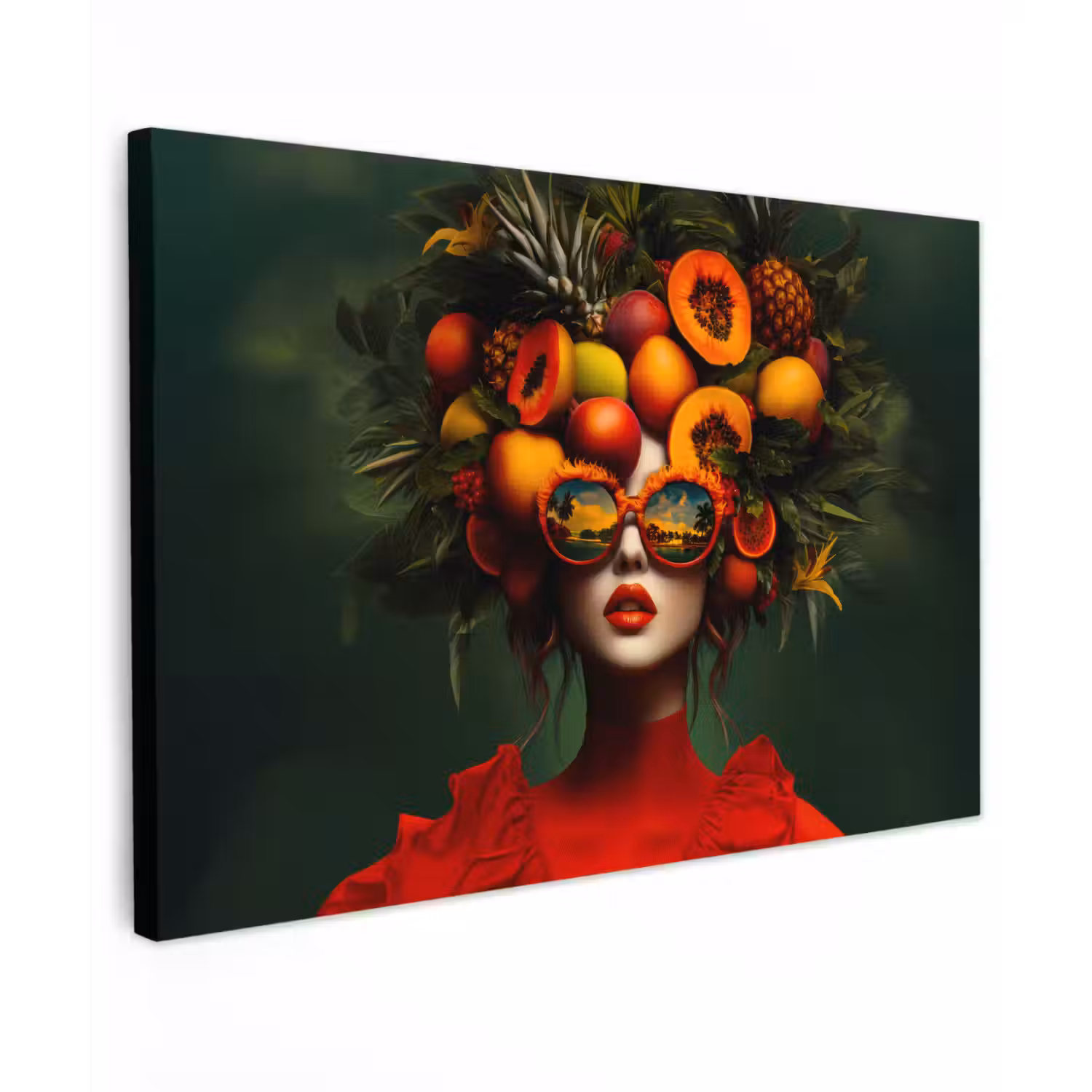 Vrouw - Vruchten - Papaja - Ananas canvas 2cm klein -z3d