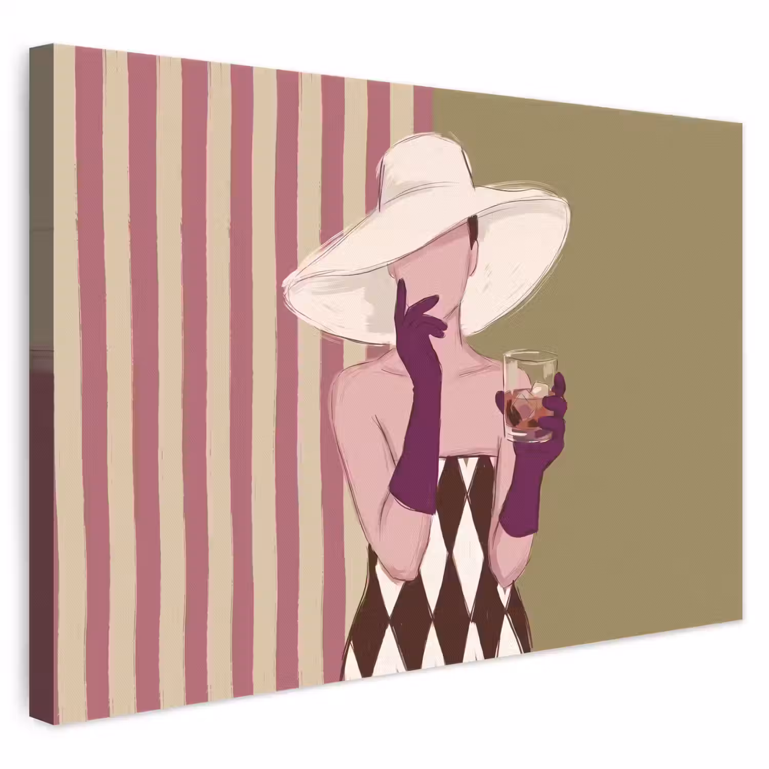 Vrouw - Hoed - Mode - Abstract - Kleurrijk canvas 2cm klein -3d