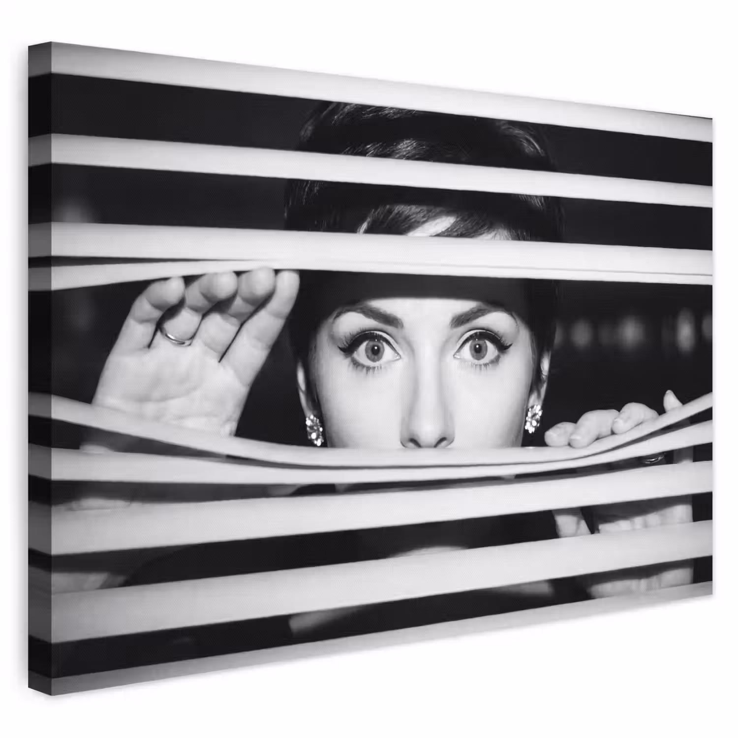 Vrouw - Jaloezieën - Portret - Zwart-wit canvas 2cm klein -3d