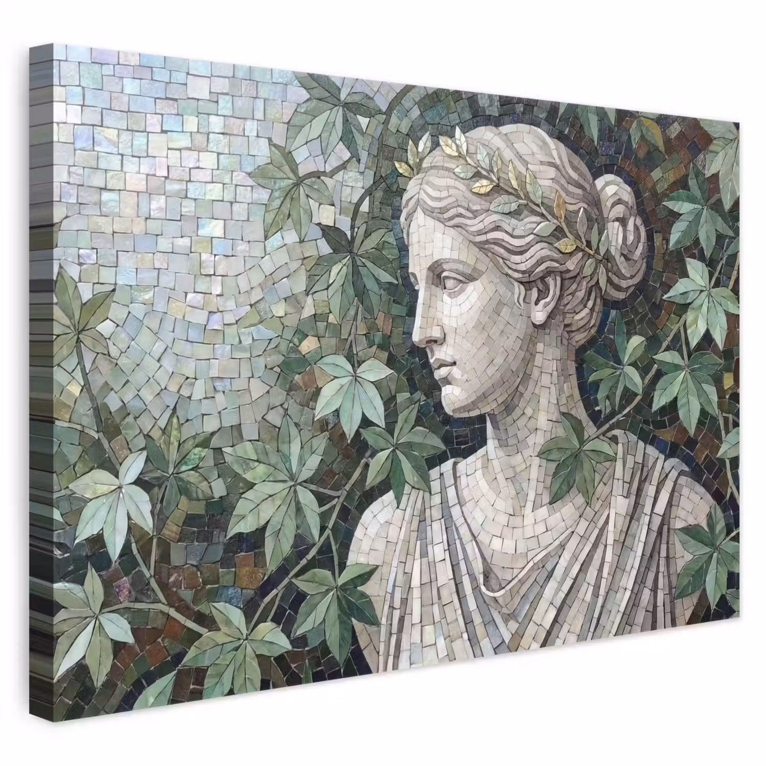Vrouw - Klassiek - Mozaiëk - Natuur - Groen canvas 2cm klein -3d