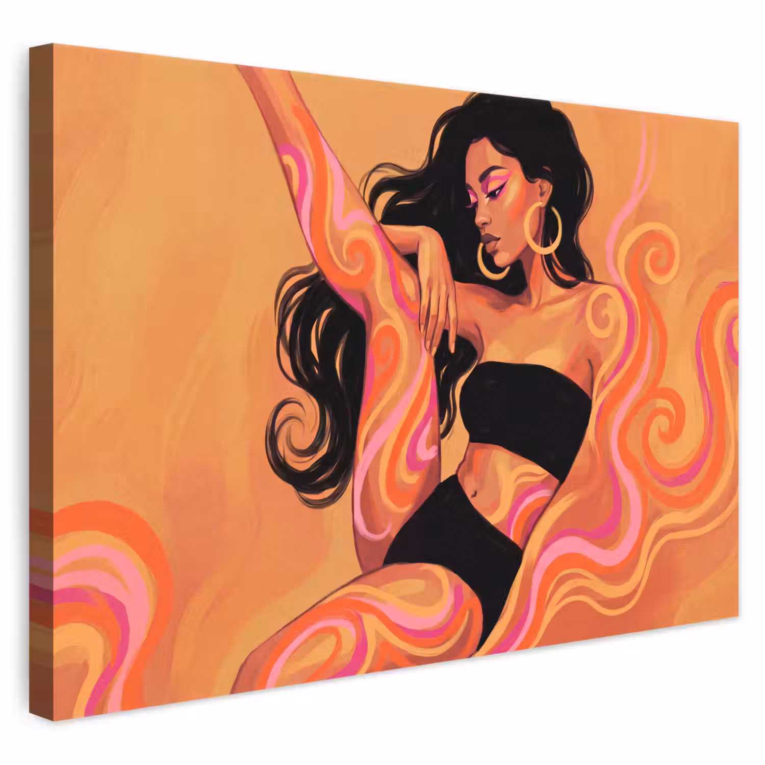 Vrouw - Portret - Abstract - Modern - Kleurrijk canvas 2cm klein -3d