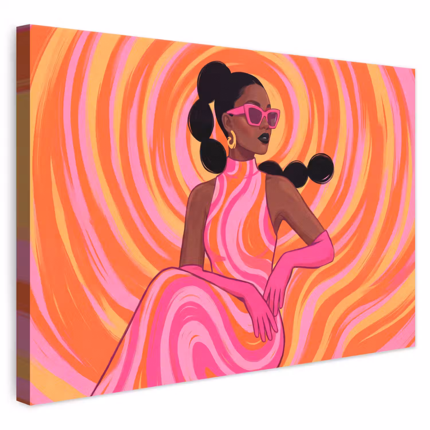 Vrouw - Portret - Kunst - Abstract - Roze canvas 2cm klein -3d
