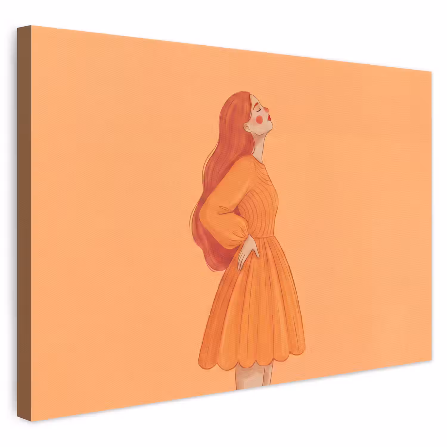 Vrouw - Profiel - Mensen - Modern - Oranje canvas 2cm klein -3d
