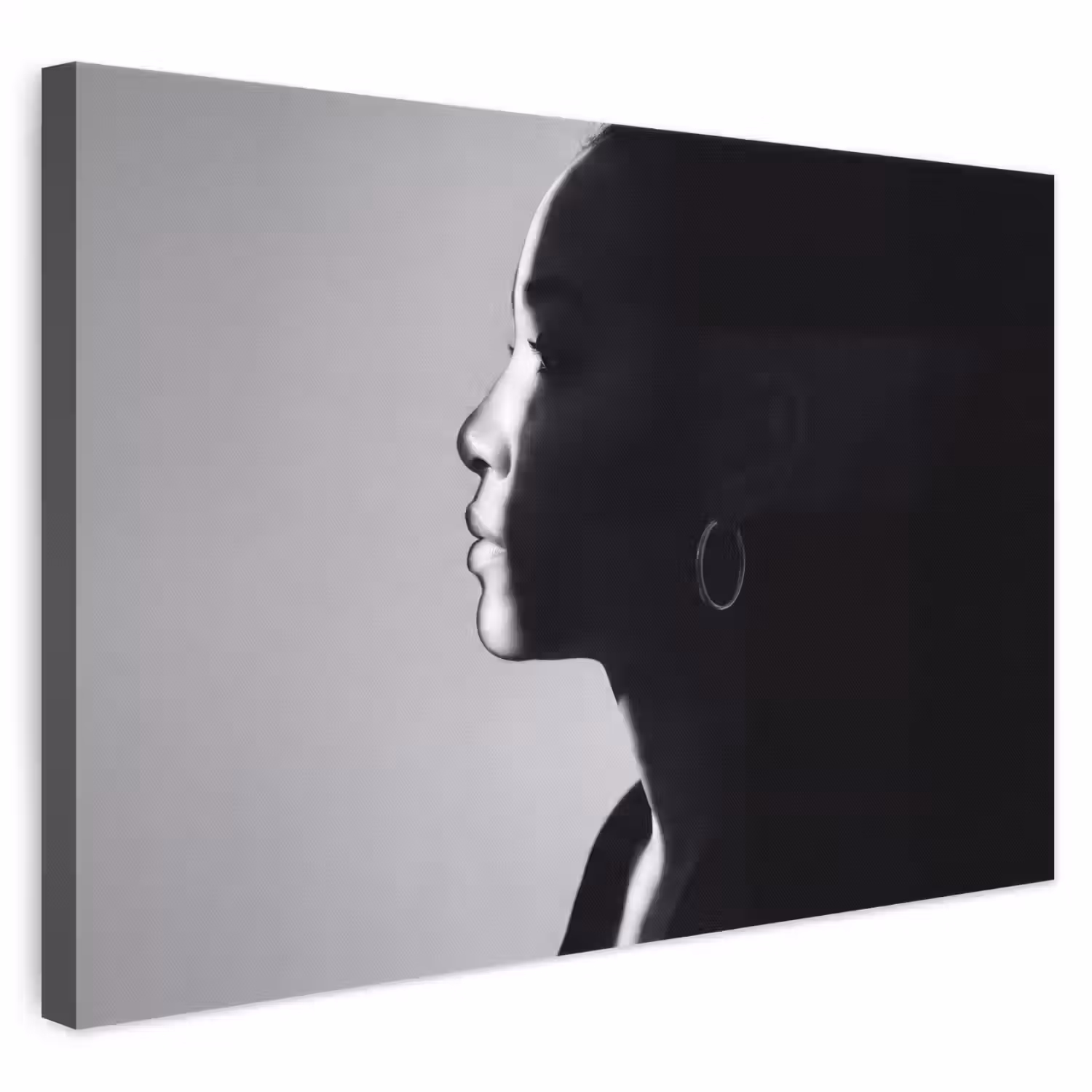 Vrouw - Profiel - Mensen - Zwart-wit canvas 2cm klein -3d