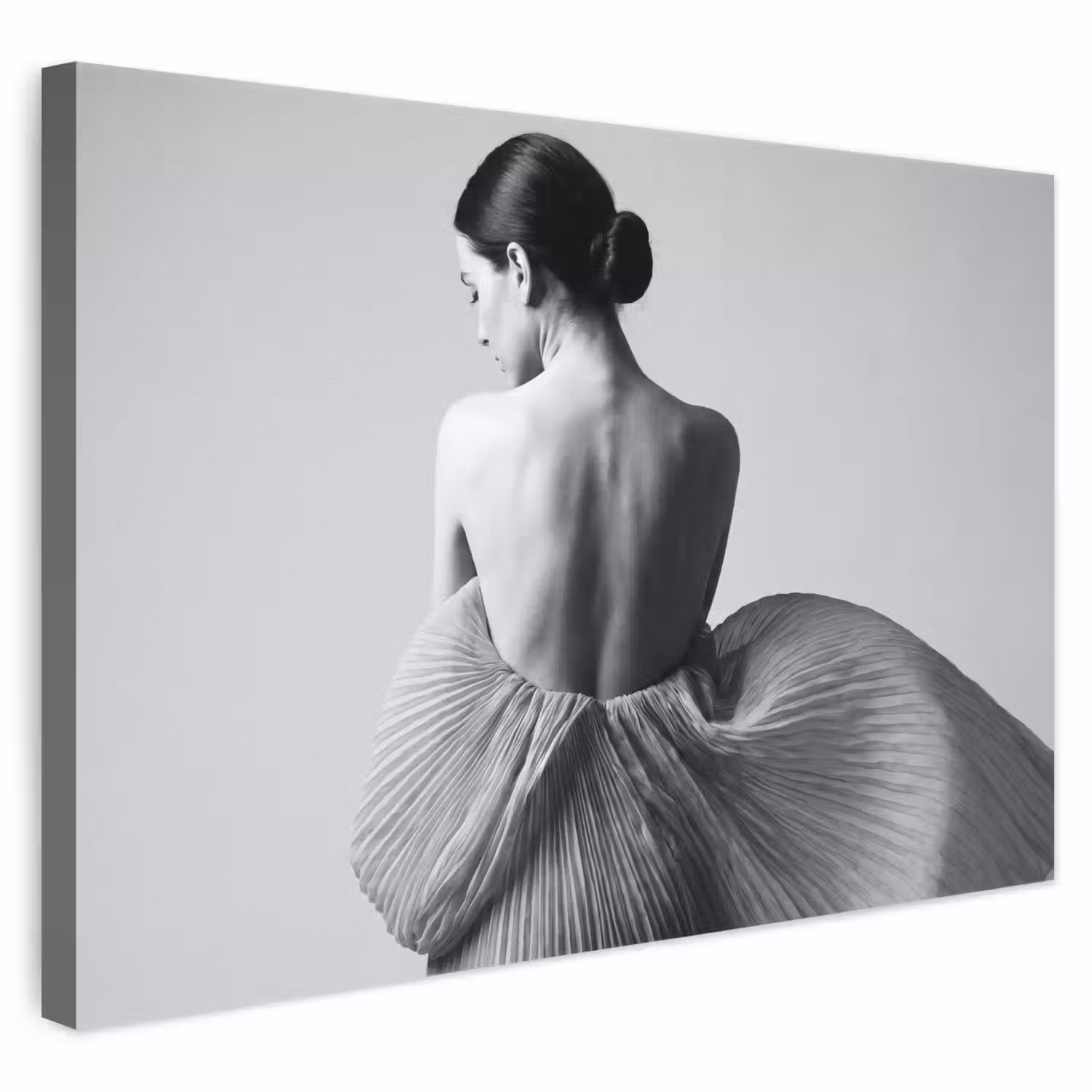 Vrouw - Rug - Textuur - Zwart - Wit - Elegant canvas 2cm klein -3d