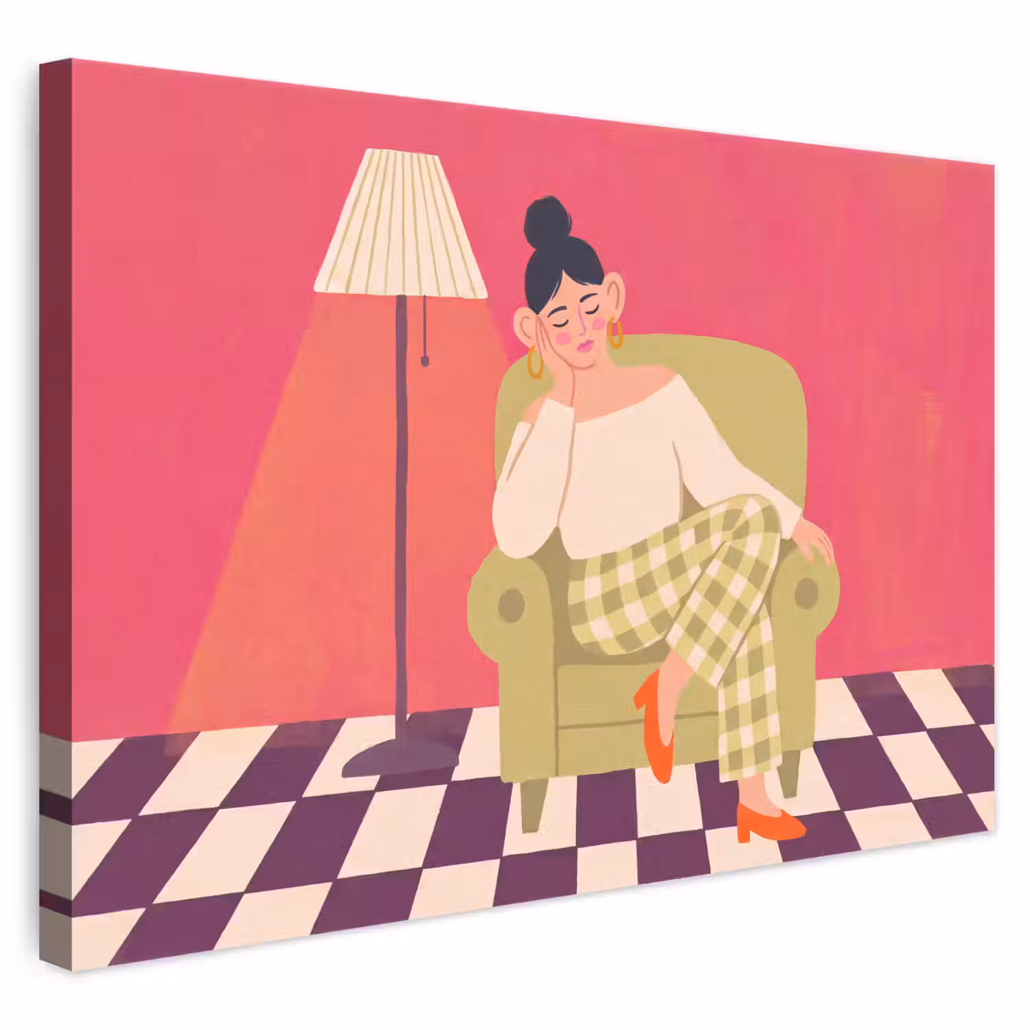 Vrouw - Rust - Interieur - Modern - Kunst canvas 2cm klein -3d