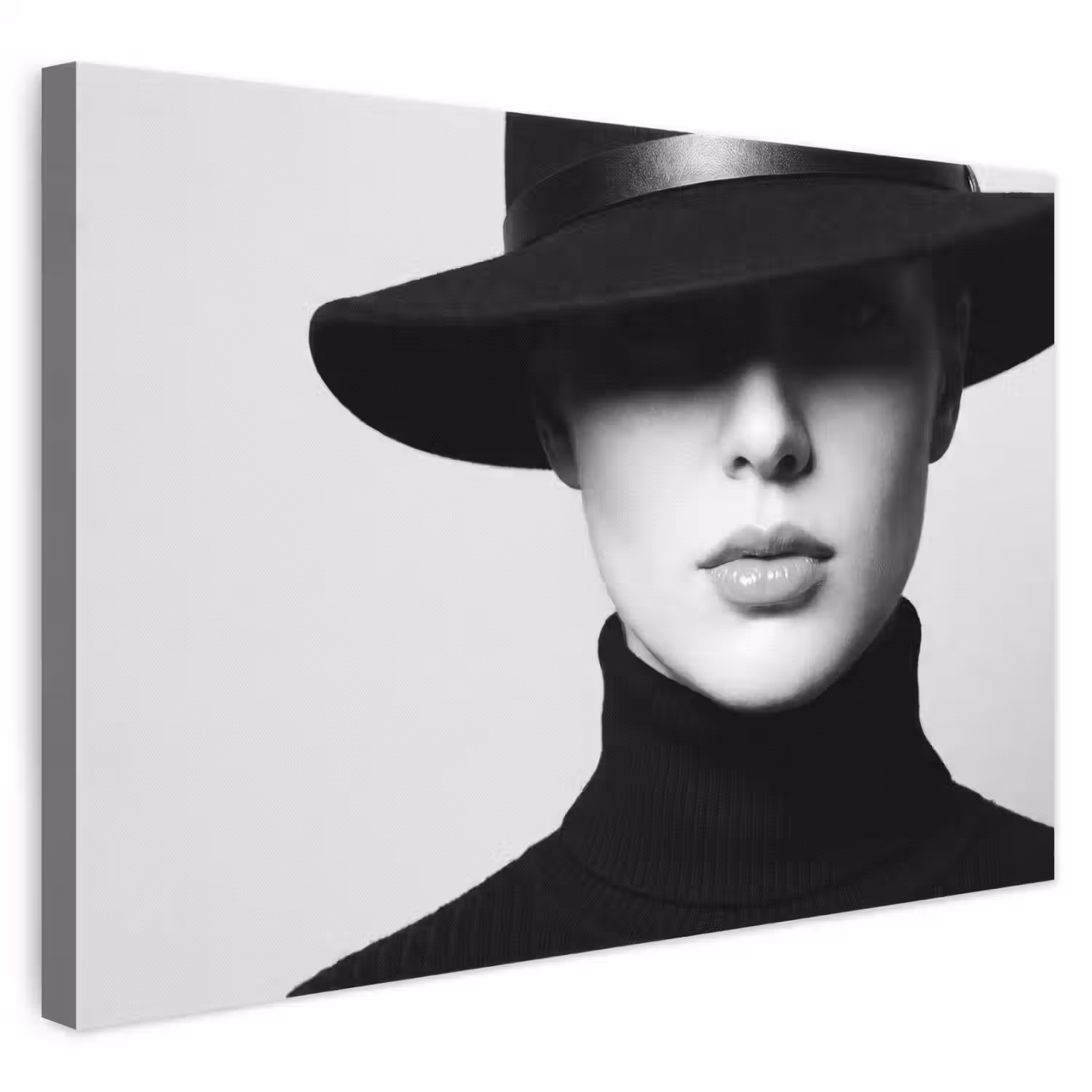 Vrouw - Schaduw - Zwart - Wit - Mysterieus canvas 2cm klein -3d