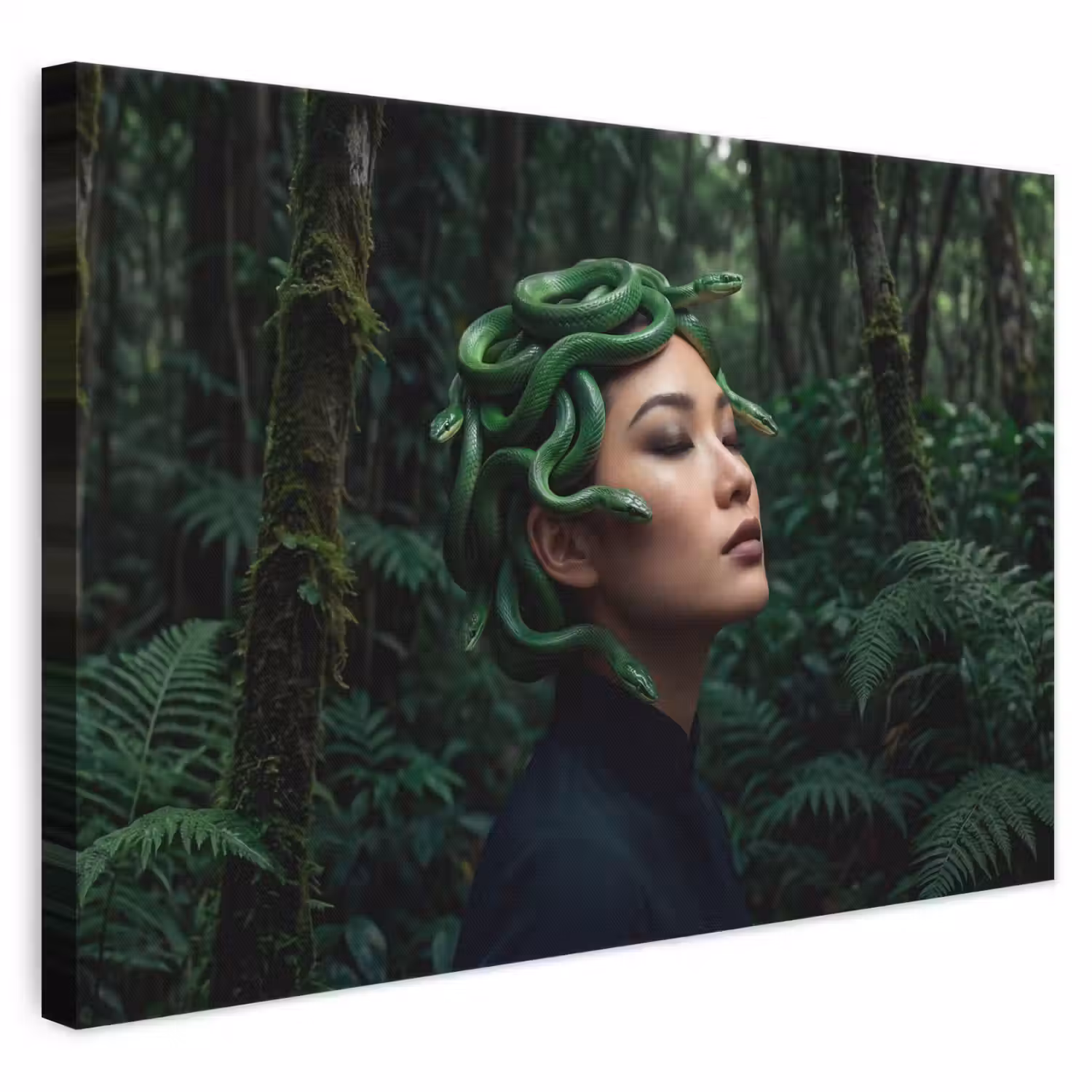 Vrouw - Slang - Natuur - Mystiek - Groen canvas 2cm klein -3d