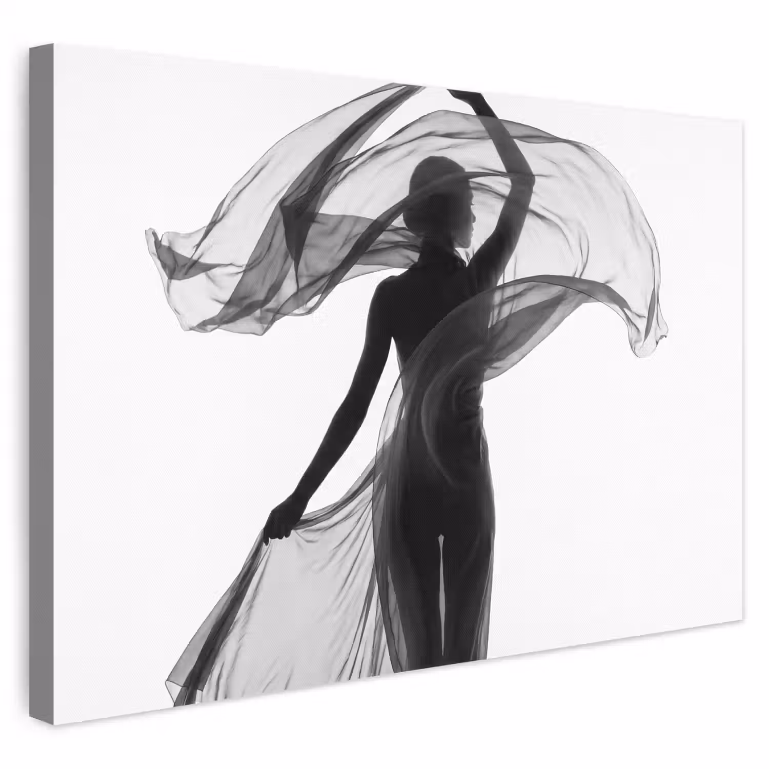 Vrouw - Sluier - Portret - Zwart - Wit - Artistiek canvas 2cm klein -3d