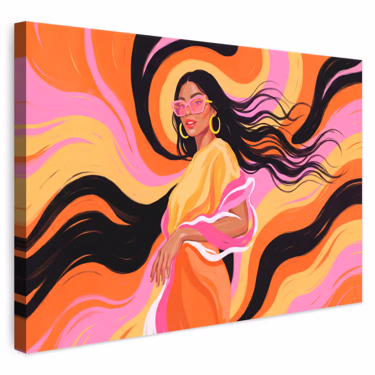 Vrouw - Zonnebril - Abstract - Kleurrijk canvas 2cm klein -3d
