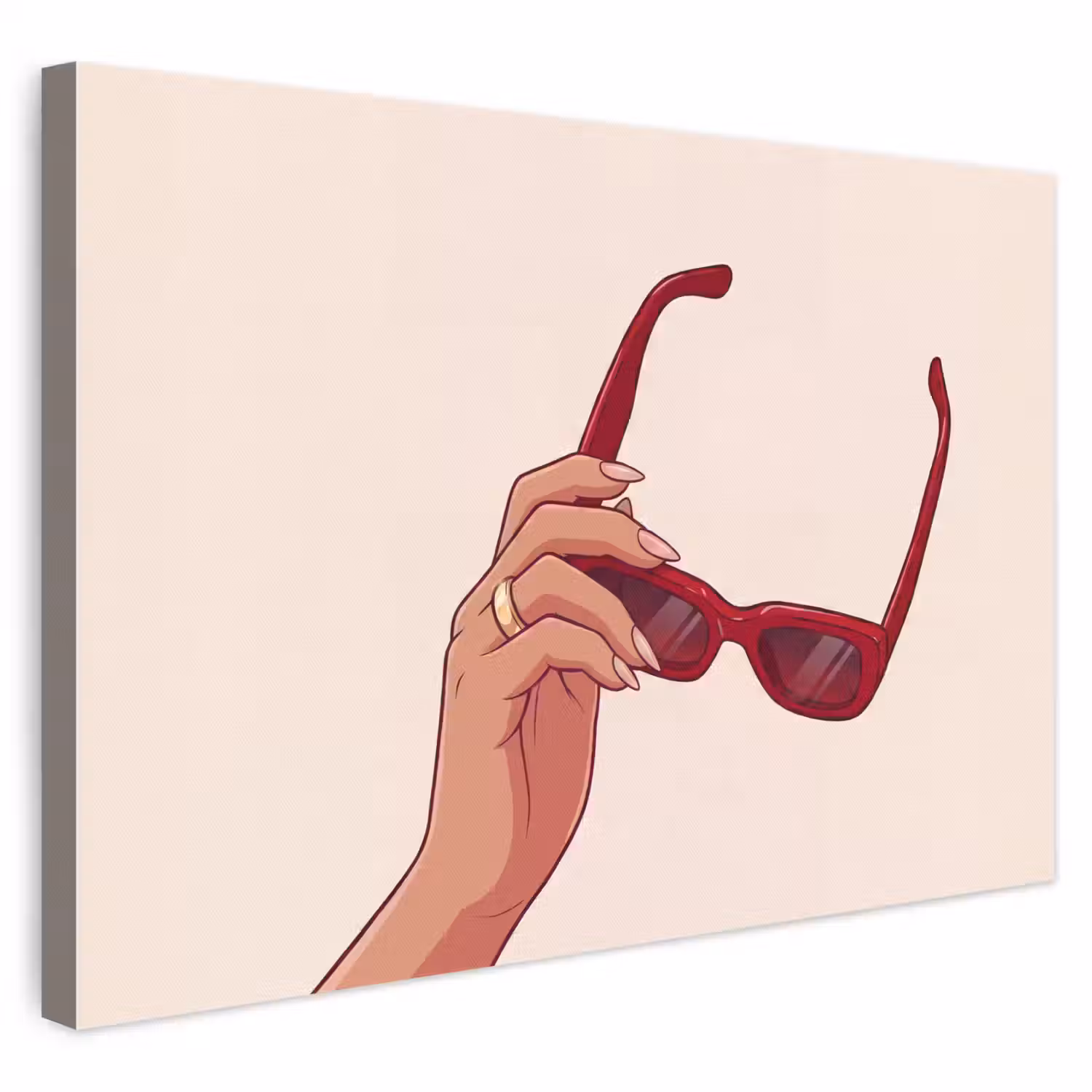 Vrouw - Zonnebril - Mode - Rood - Illustratie canvas 2cm klein -3d