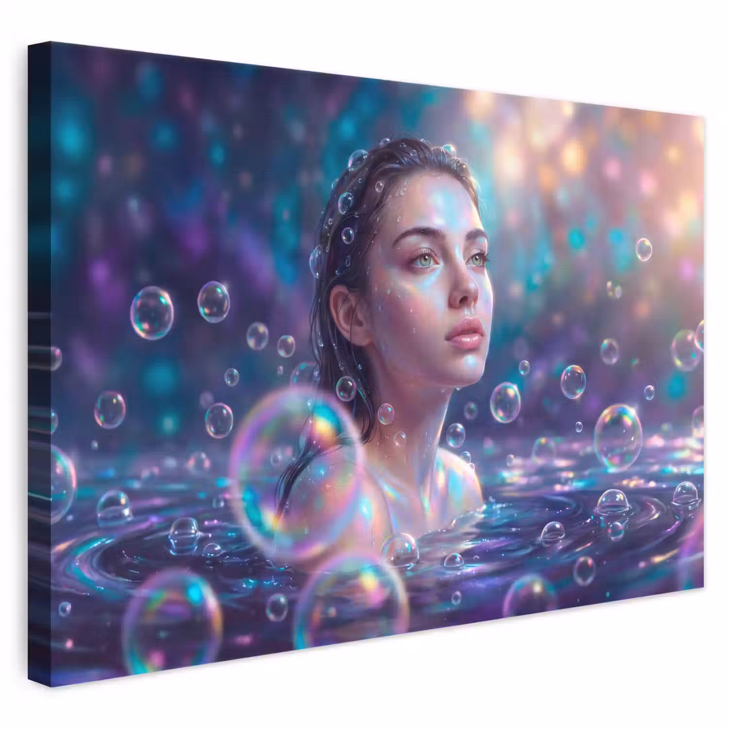 Vrouw - Water - Portret - Kleurrijk - Modern canvas 2cm klein -3d