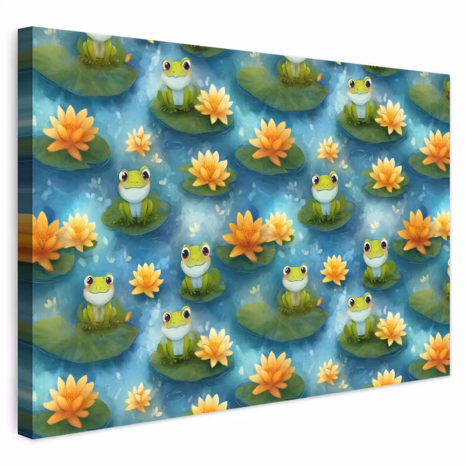 Kikker - Lelies - Groen canvas 2cm klein 34 -3d