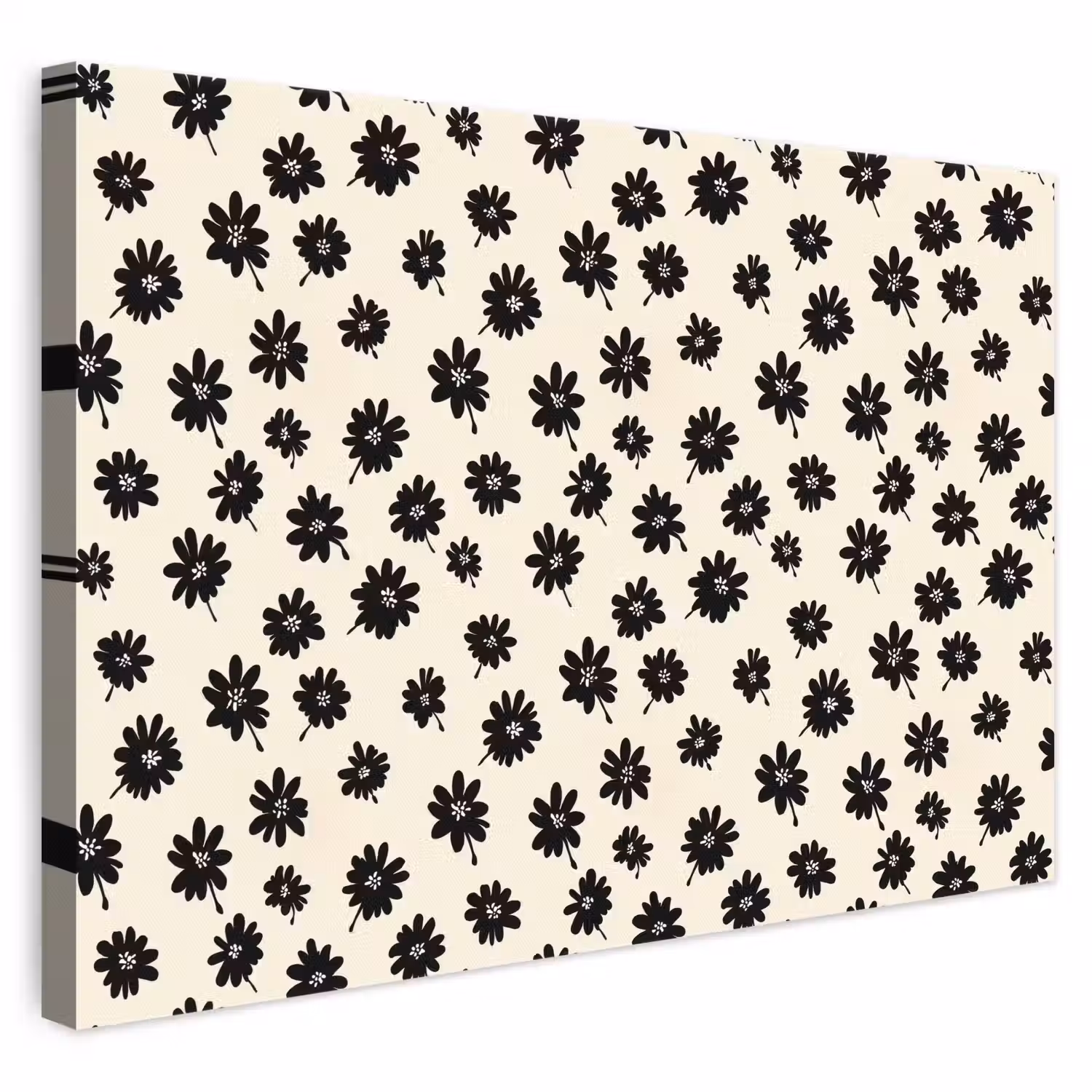Madeliefjes - Grafisch - Zwart - Beige canvas 2cm klein 34 -3d