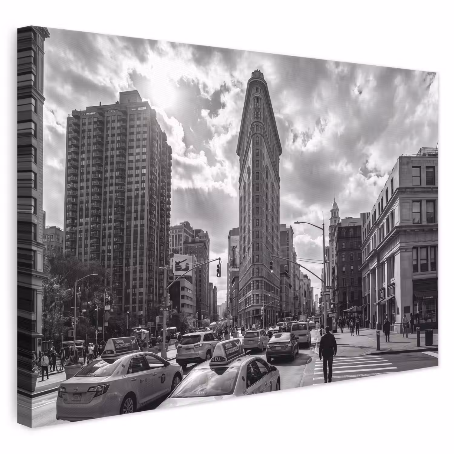 Gebouw - Hoogbouw - Stad - Architectuur - Zwart-wit canvas 2cm klein -3d