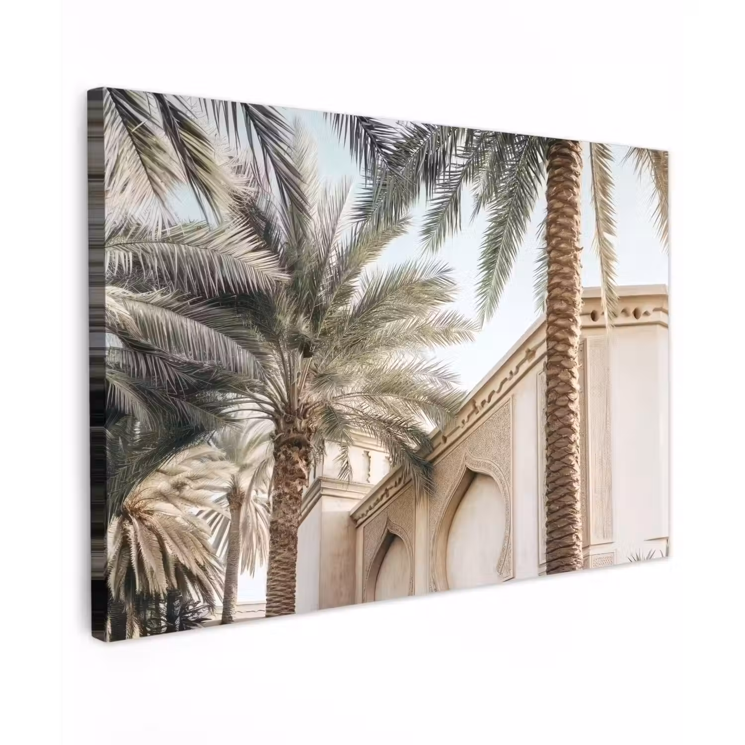 Gebouw - Palmbomen - Beige - Zon canvas 2cm klein -z3d