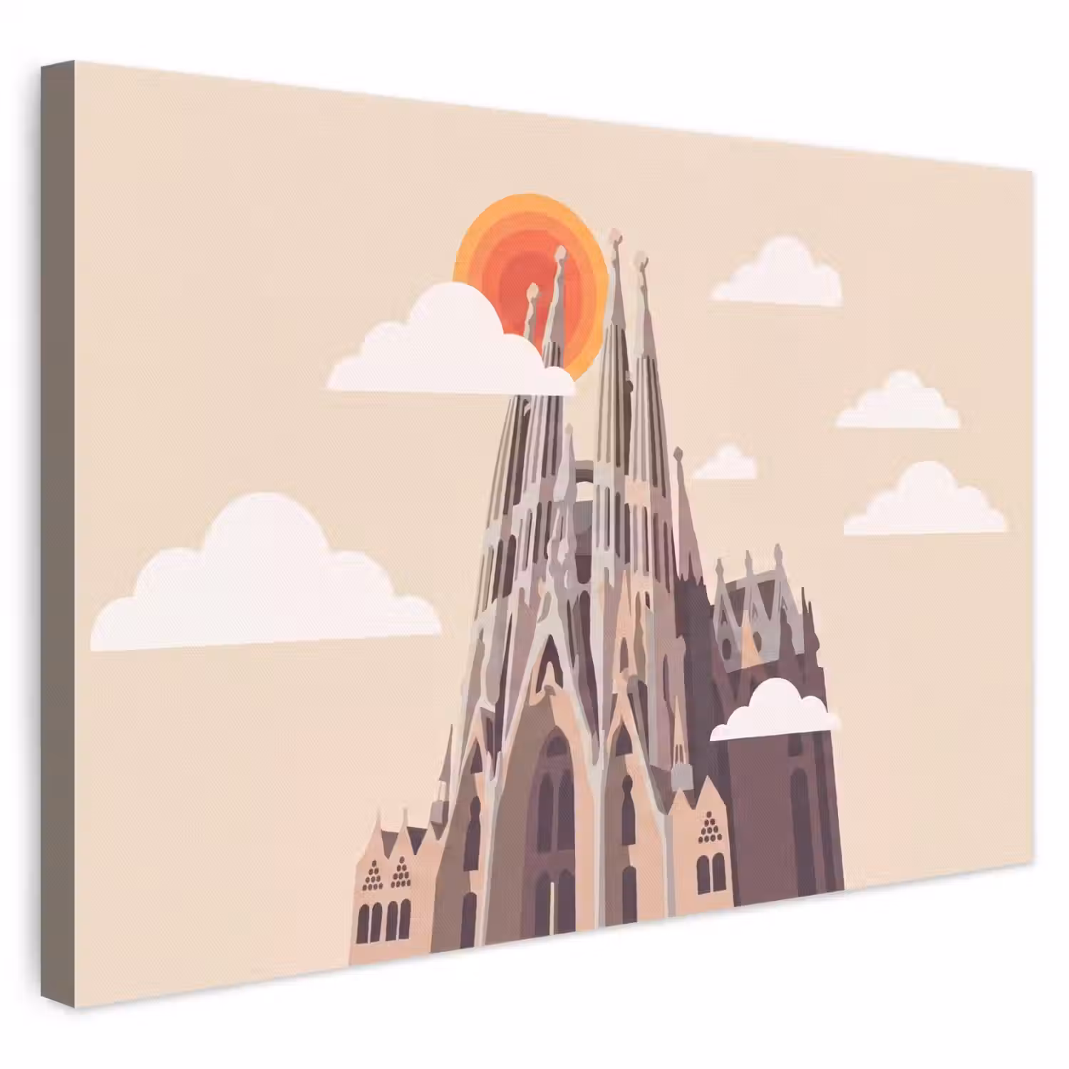 Gebouw - Torens - Architectuur - Abstract - Zonsondergang canvas 2cm klein -3d