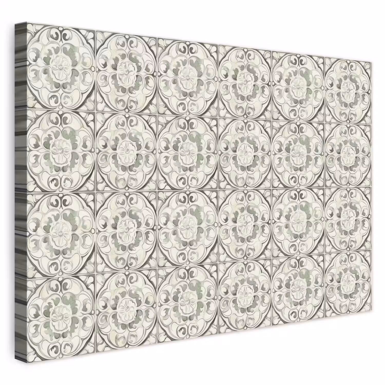 Krulornament - Tegel - Groen canvas 2cm klein 34 -3d